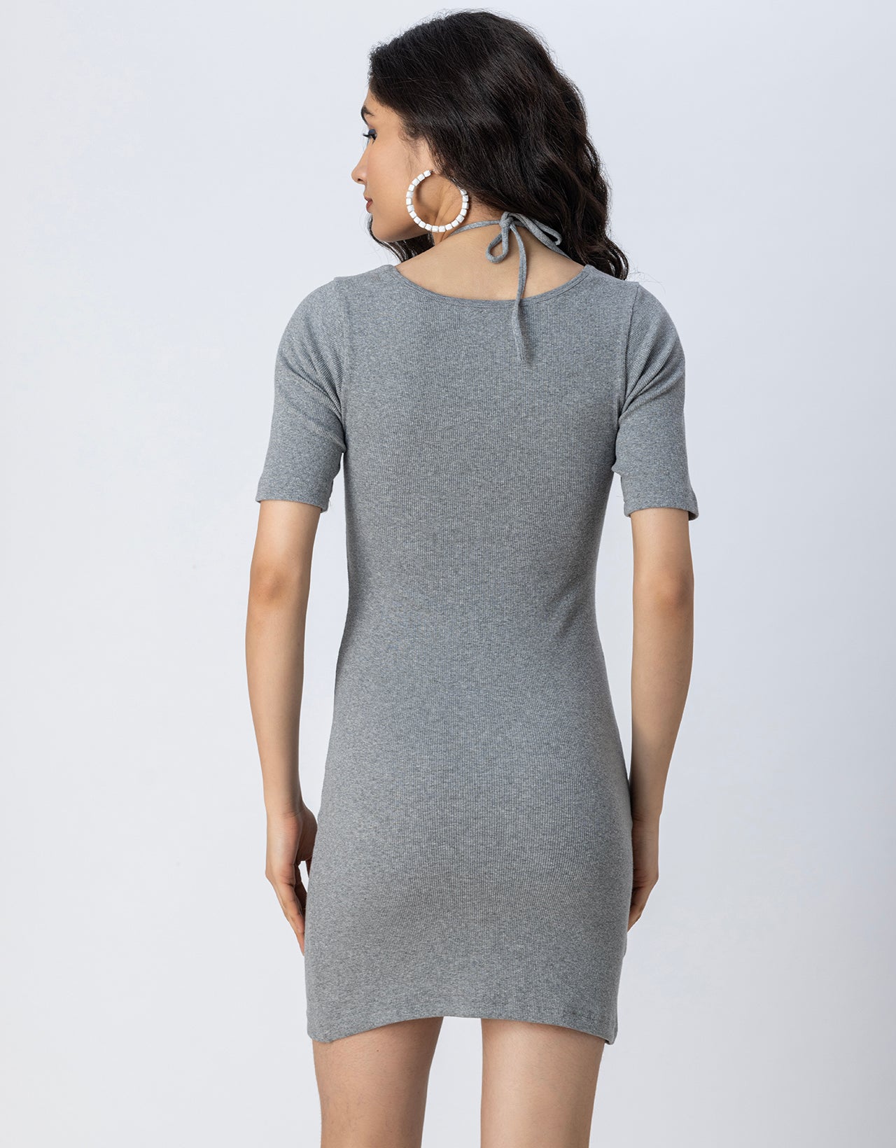 Solid Tie Up Midi Casual Dress For Women