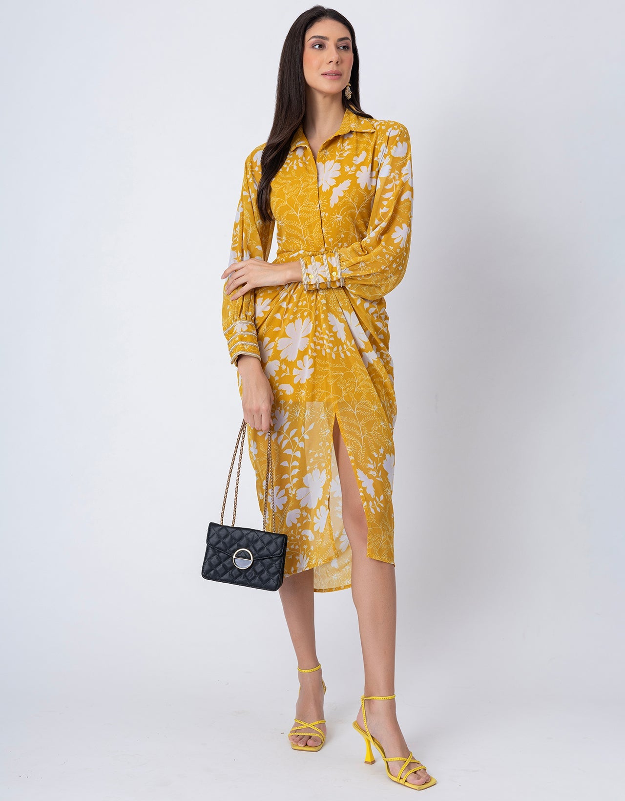 Printed Shirt Draped Dress, Indo-Western Wear Clothing for Women