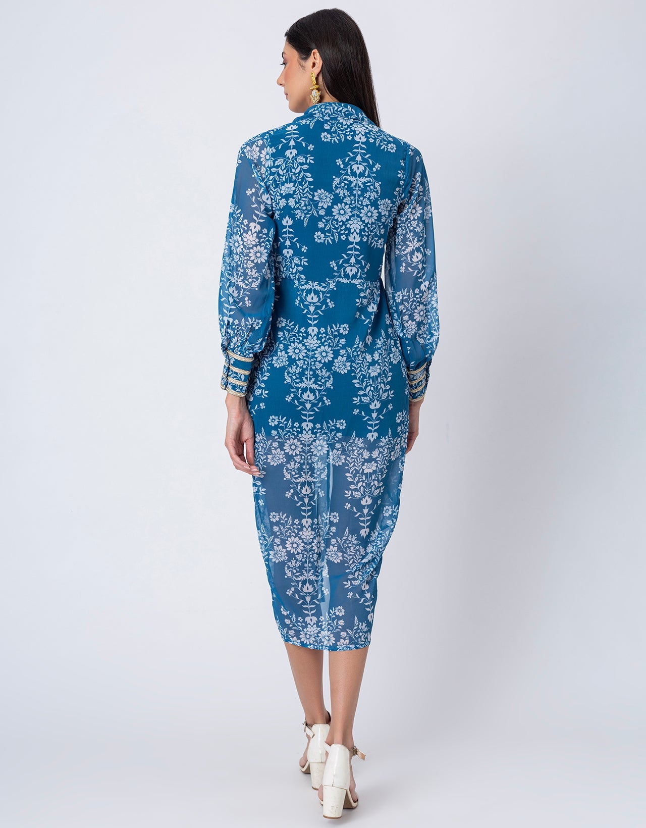 Printed Shirt Draped Dress, Indo-Western Wear Clothing for Women