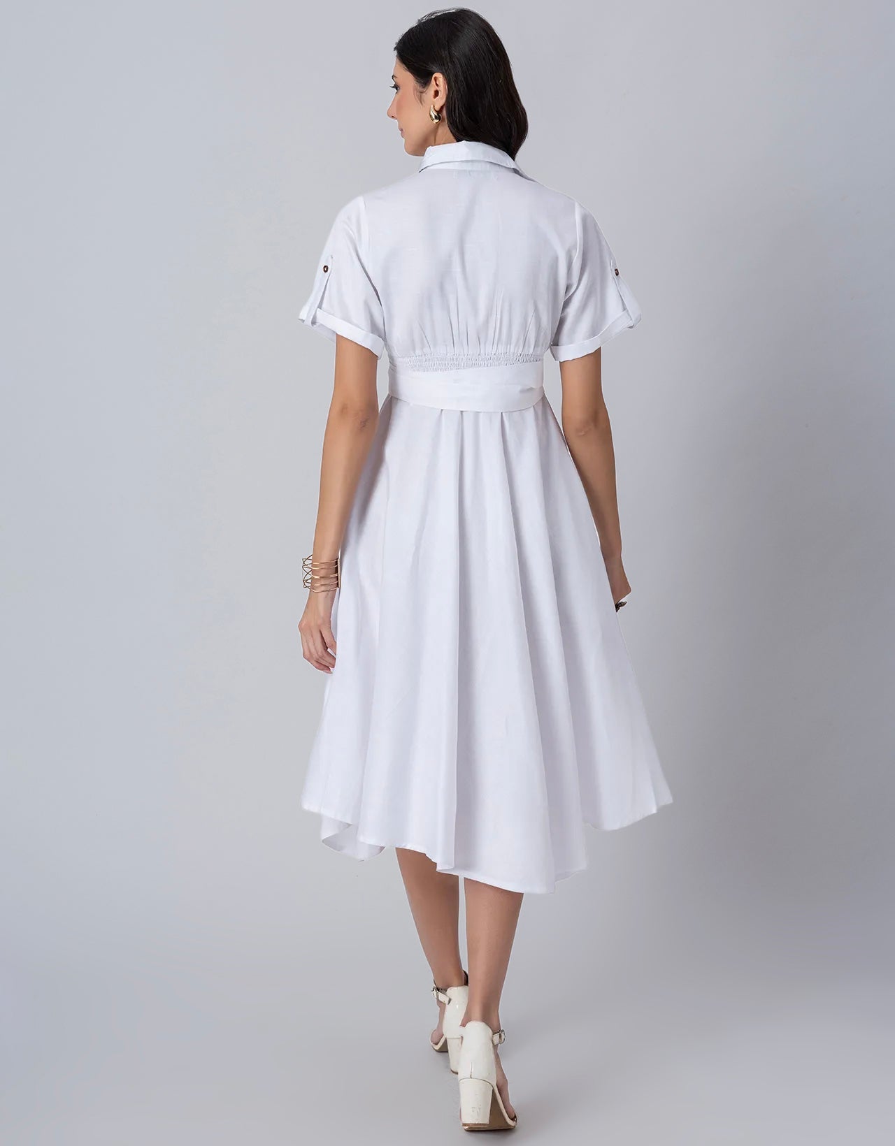 Exclusive Boho Style Solid Midi Women's Dress with Side Slit