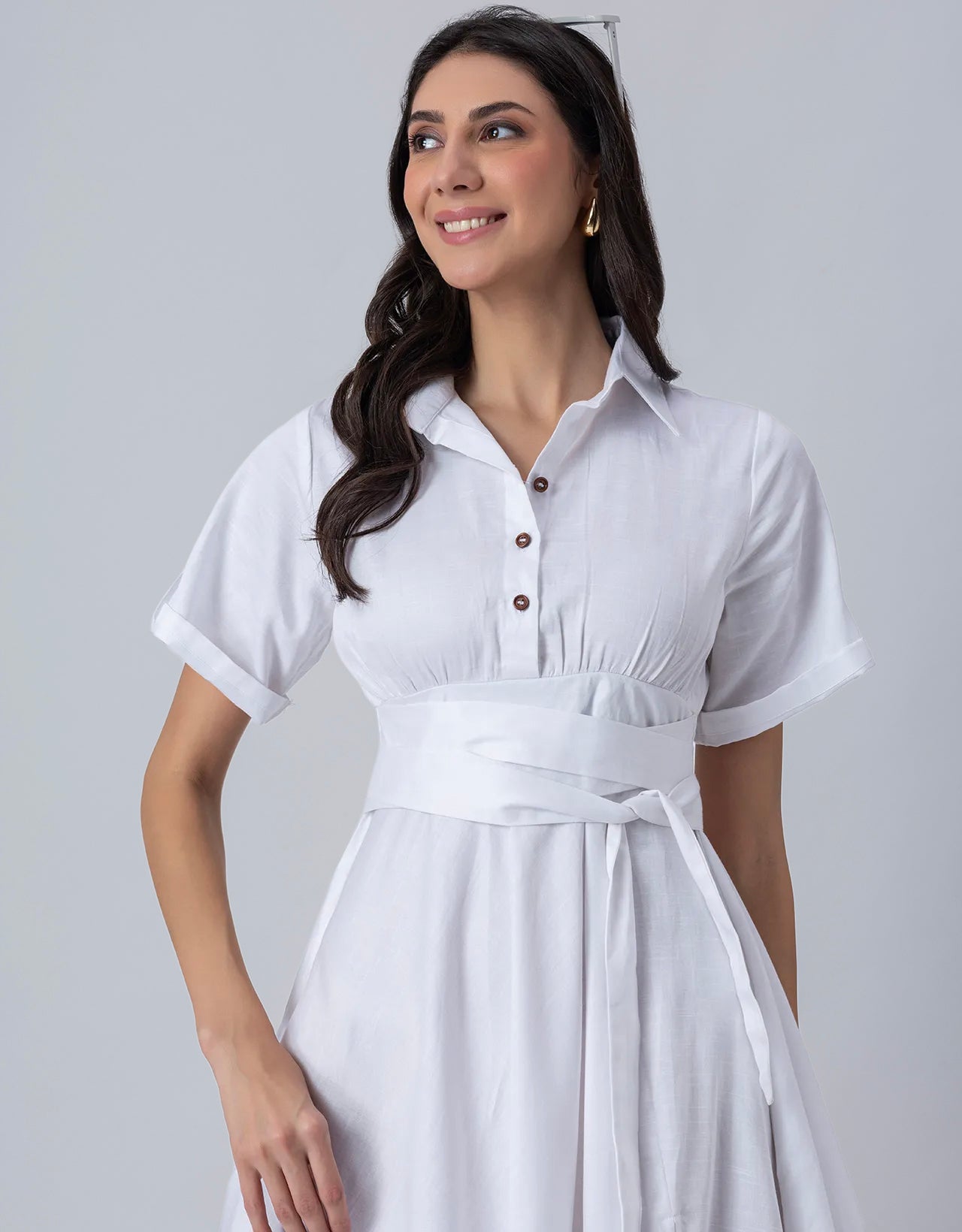 Exclusive Boho Style Solid Midi Women's Dress with Side Slit