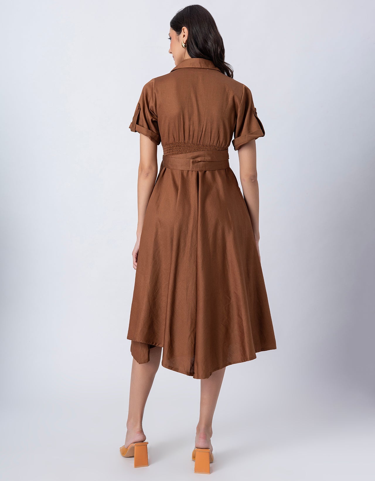 Exclusive Boho Style Solid Midi Women's Dress with Side Slit