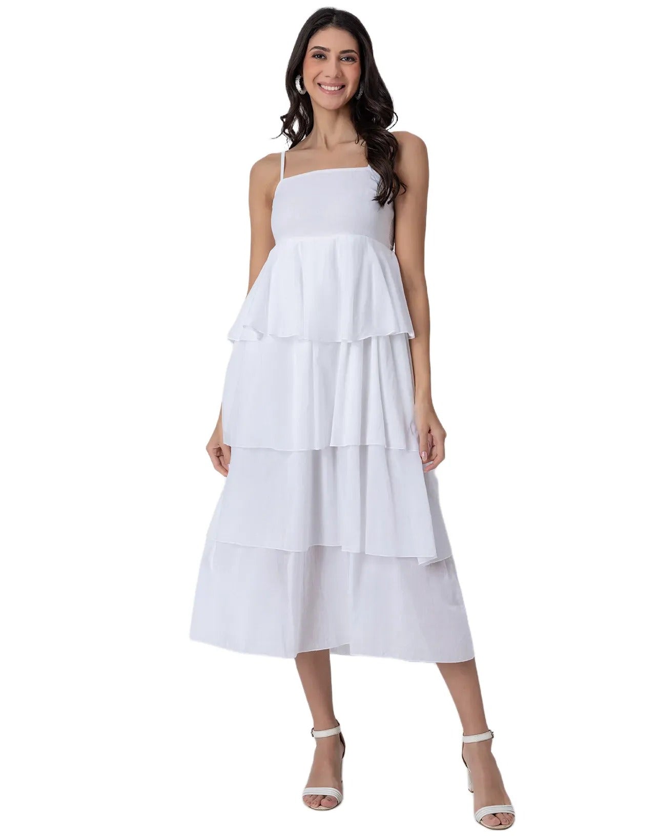 Chic Layered Frill Long Dres, Resort & Brunch Day Wear