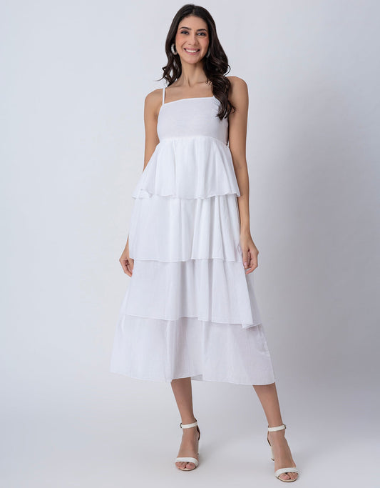 Chic Layered Frill Long Dres, Resort & Brunch Day Wear
