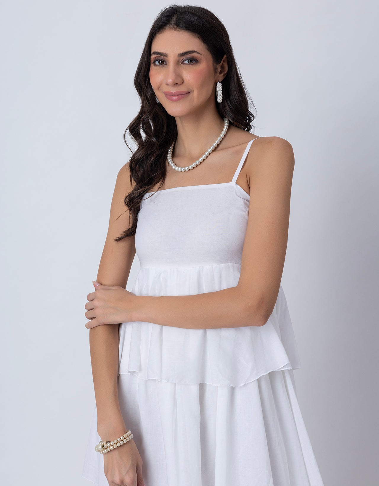 Chic Layered Frill Long Dres, Resort & Brunch Day Wear