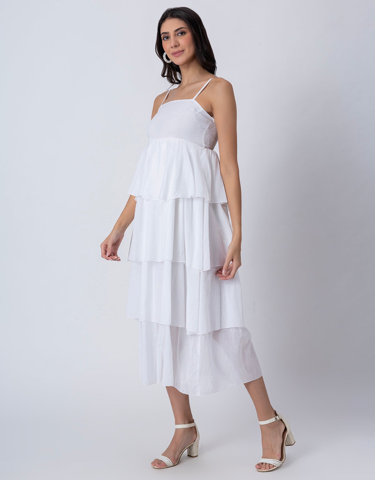 Chic Layered Frill Long Dres, Resort & Brunch Day Wear