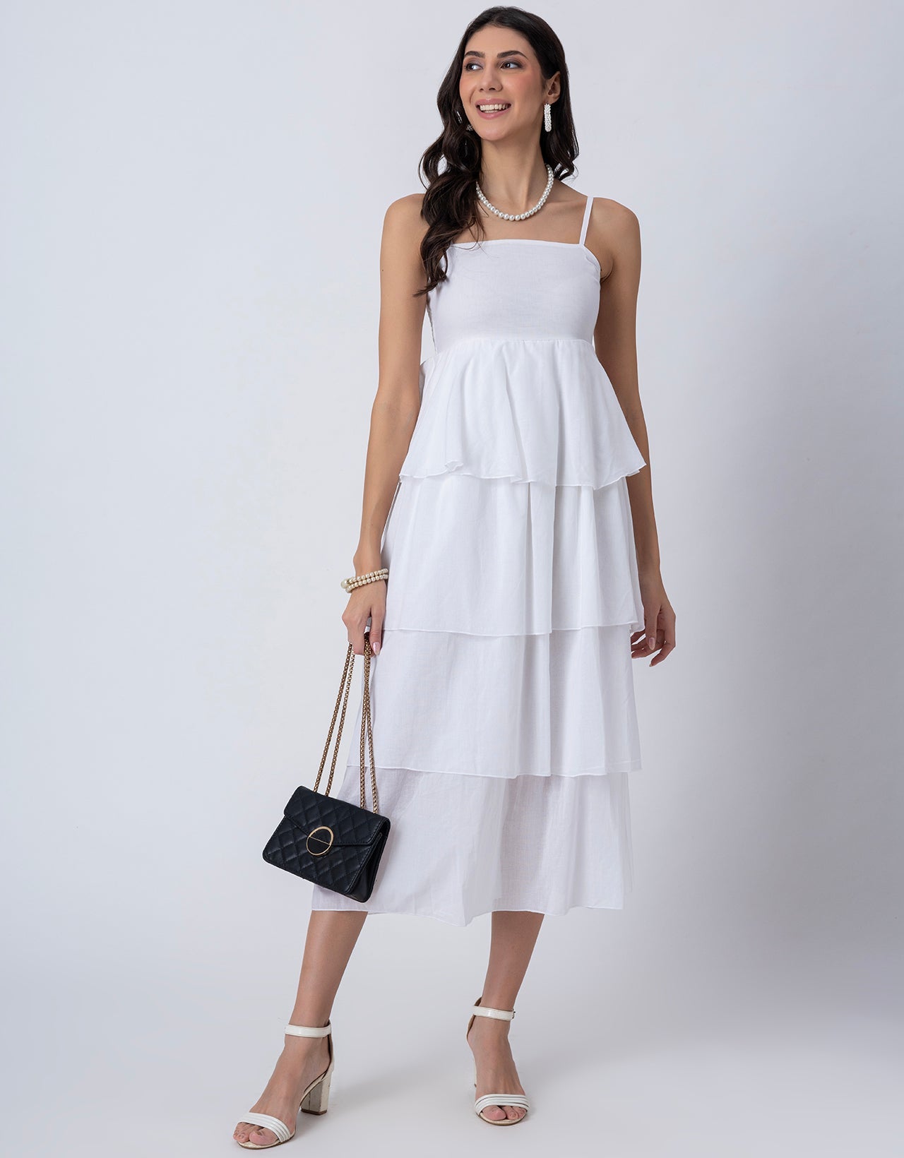 Chic Layered Frill Long Dres, Resort & Brunch Day Wear