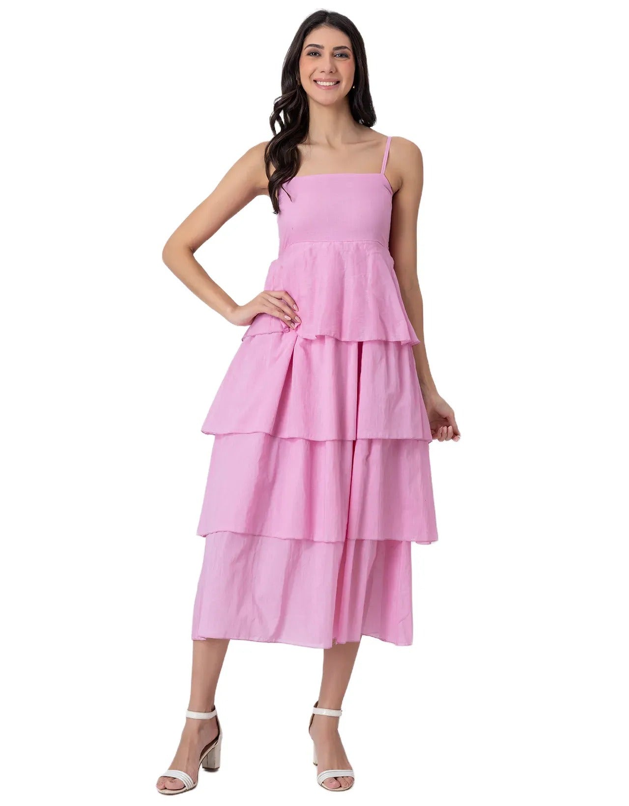Chic Layered Frill Long Dres, Resort & Brunch Day Wear