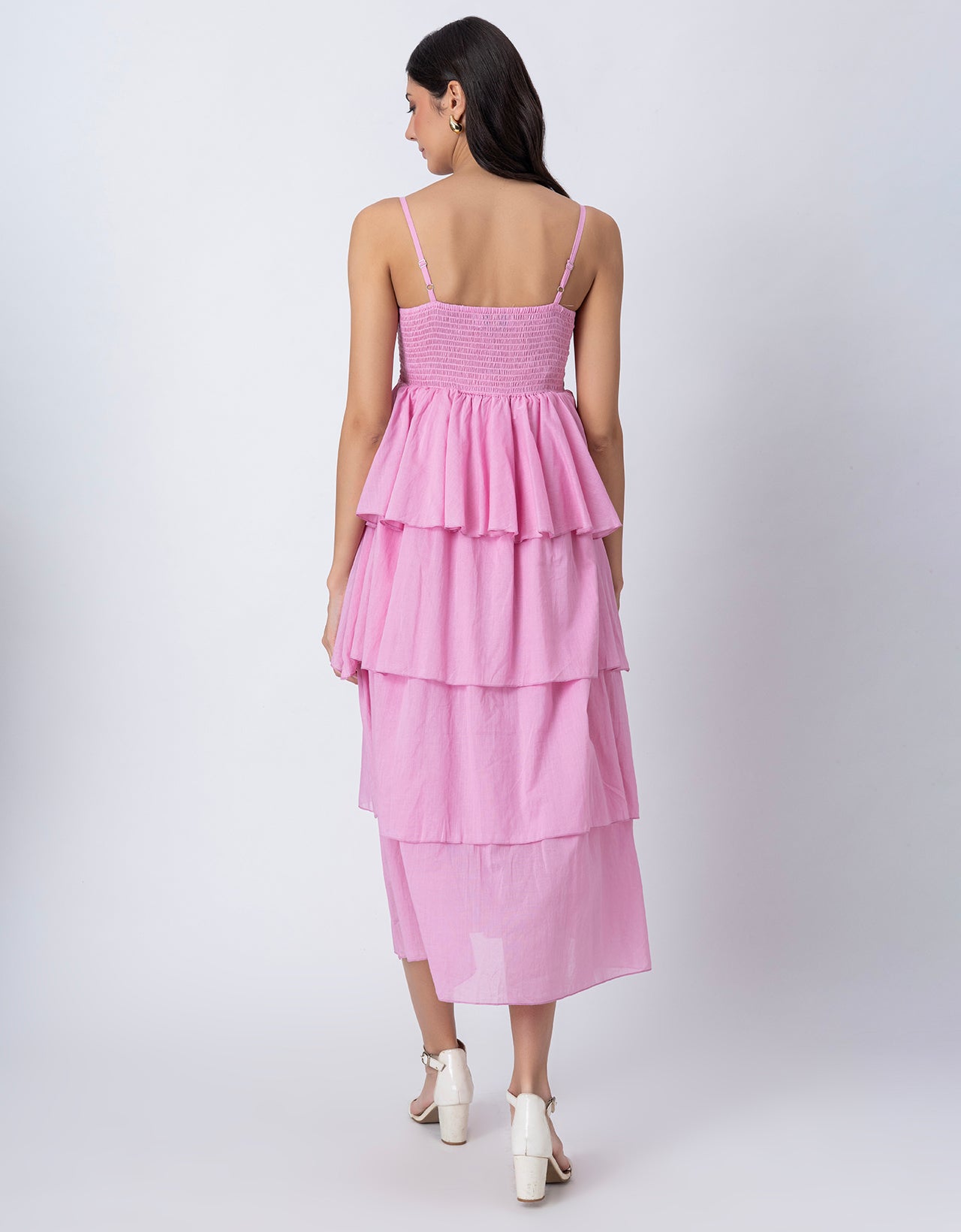 Chic Layered Frill Long Dres, Resort & Brunch Day Wear