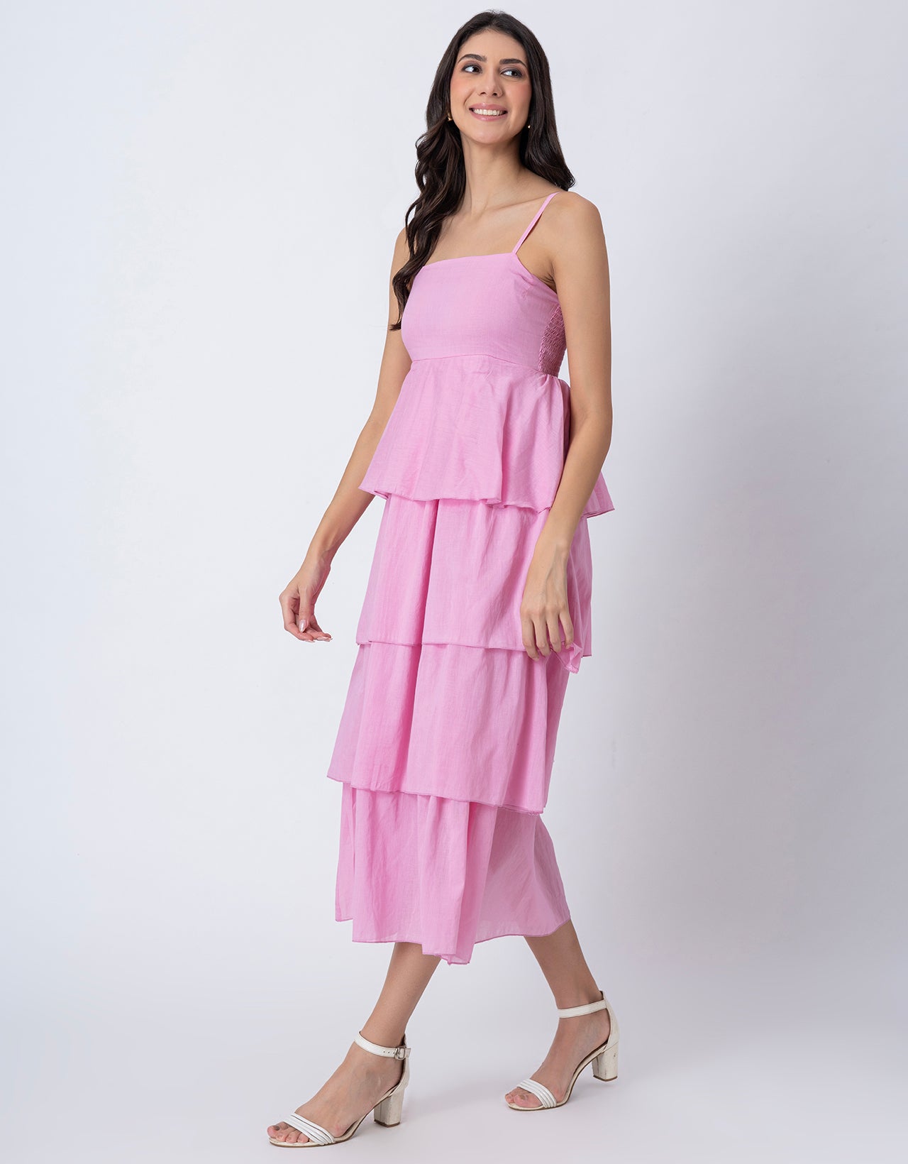 Chic Layered Frill Long Dres, Resort & Brunch Day Wear