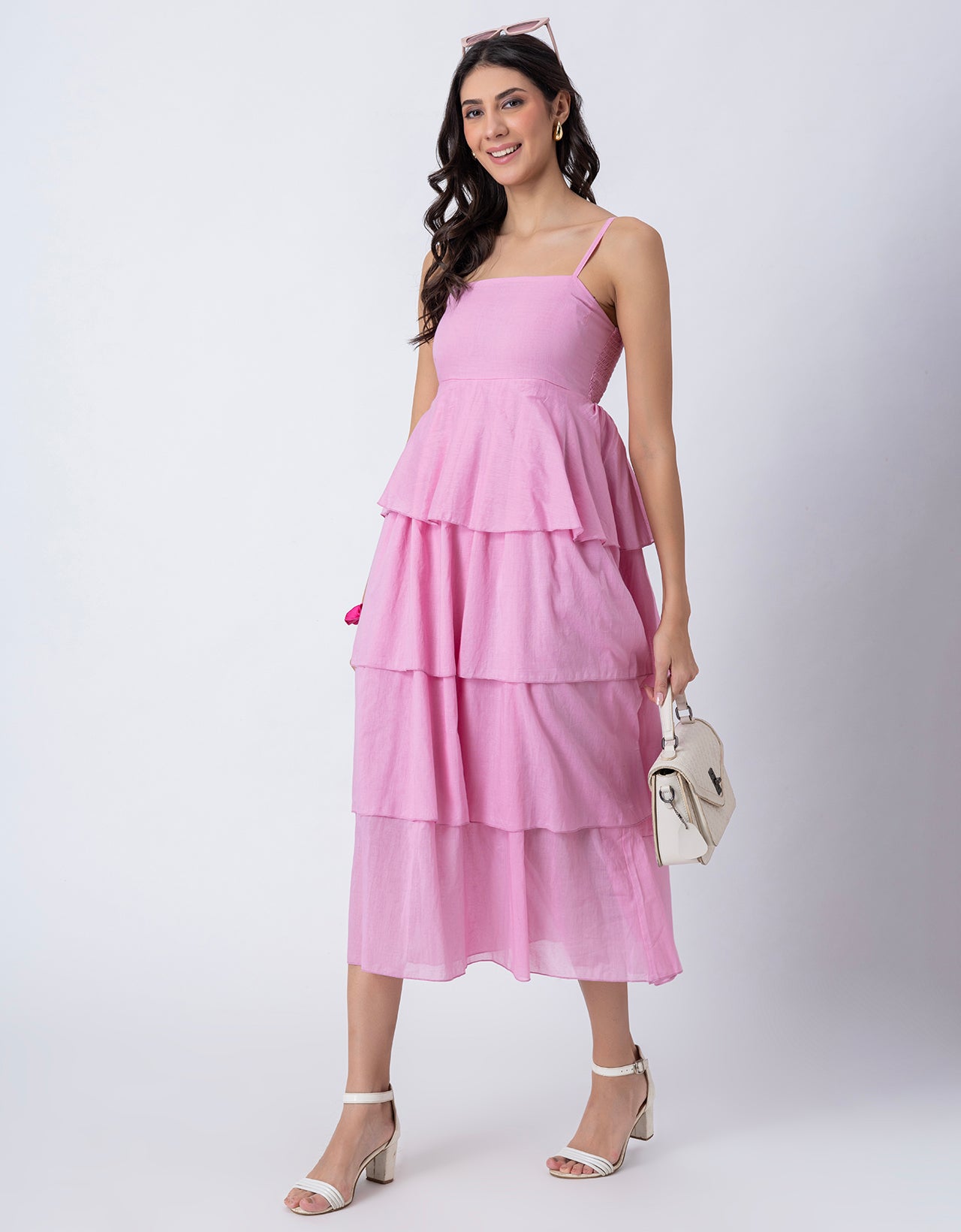 Chic Layered Frill Long Dres, Resort & Brunch Day Wear