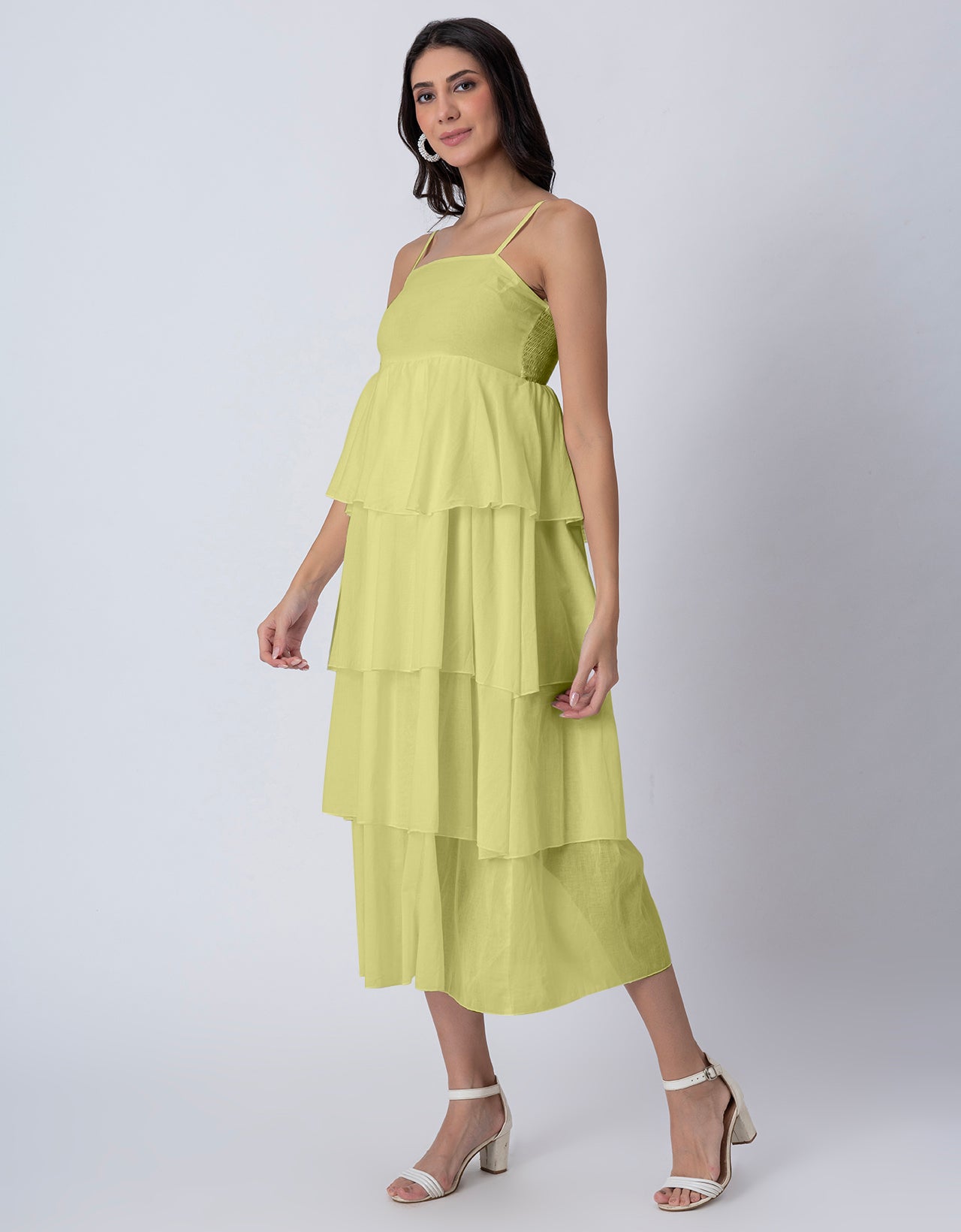 Chic Layered Frill Long Dres, Resort & Brunch Day Wear