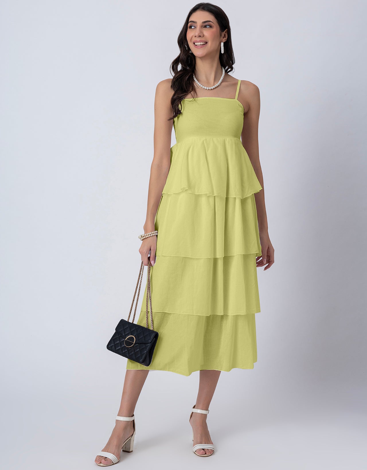 Chic Layered Frill Long Dres, Resort & Brunch Day Wear