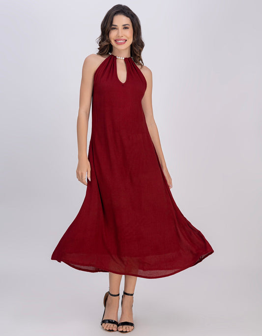 Moomaya Sleeveless Casual Chic Wear Maxi Dress For Women