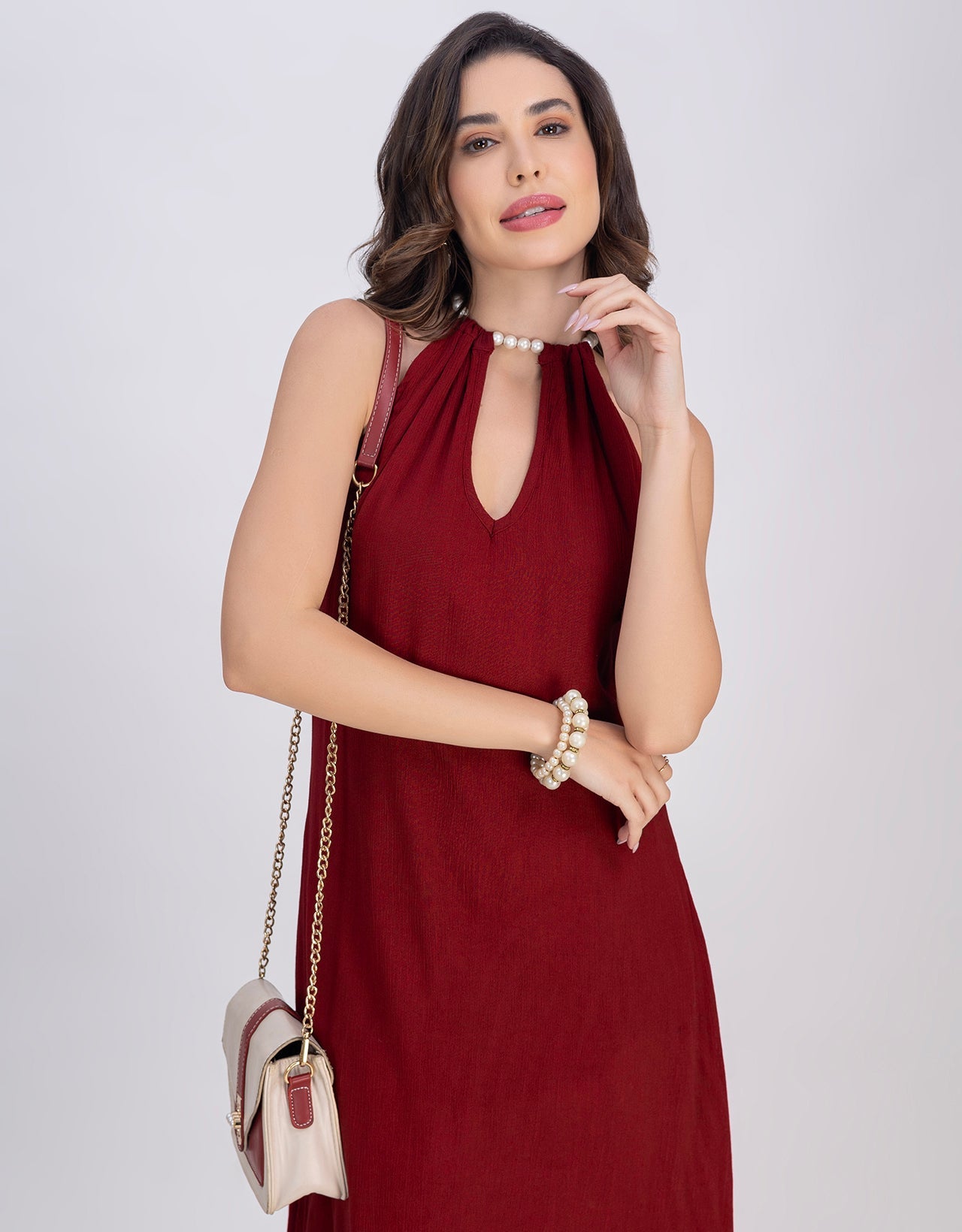 Moomaya Sleeveless Casual Chic Wear Maxi Dress For Women
