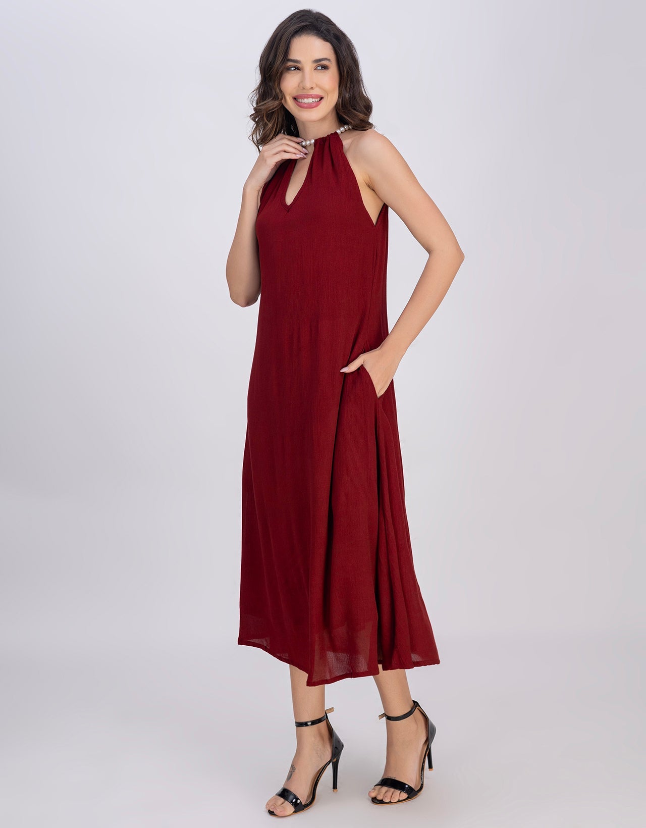 Moomaya Sleeveless Casual Chic Wear Maxi Dress For Women