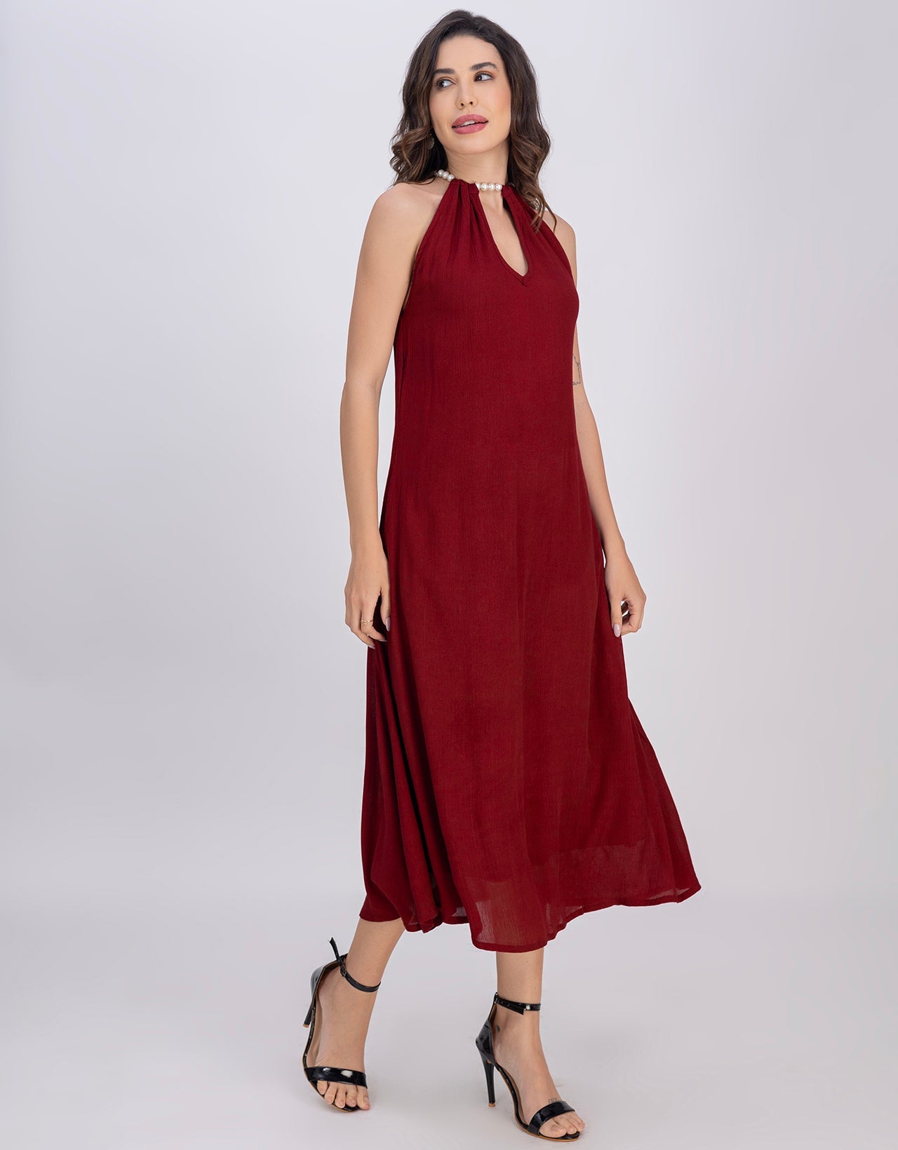 Moomaya Sleeveless Casual Chic Wear Maxi Dress For Women