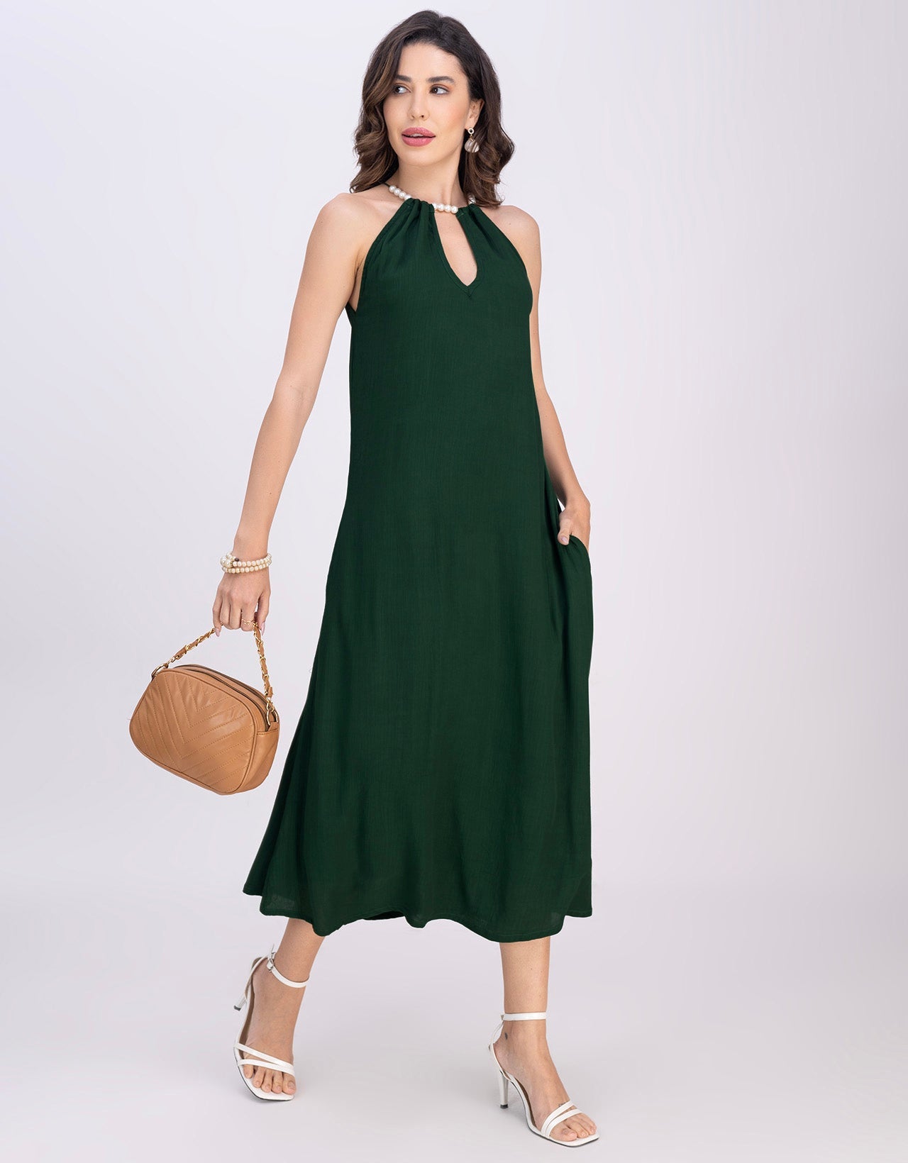 Moomaya Sleeveless Casual Chic Wear Maxi Dress For Women