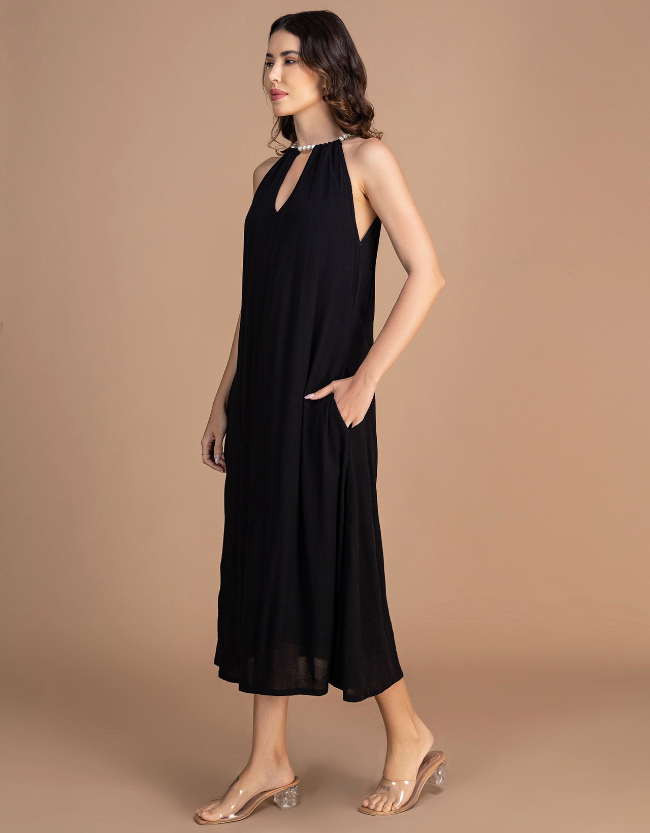 Moomaya Sleeveless Casual Chic Wear Maxi Dress For Women