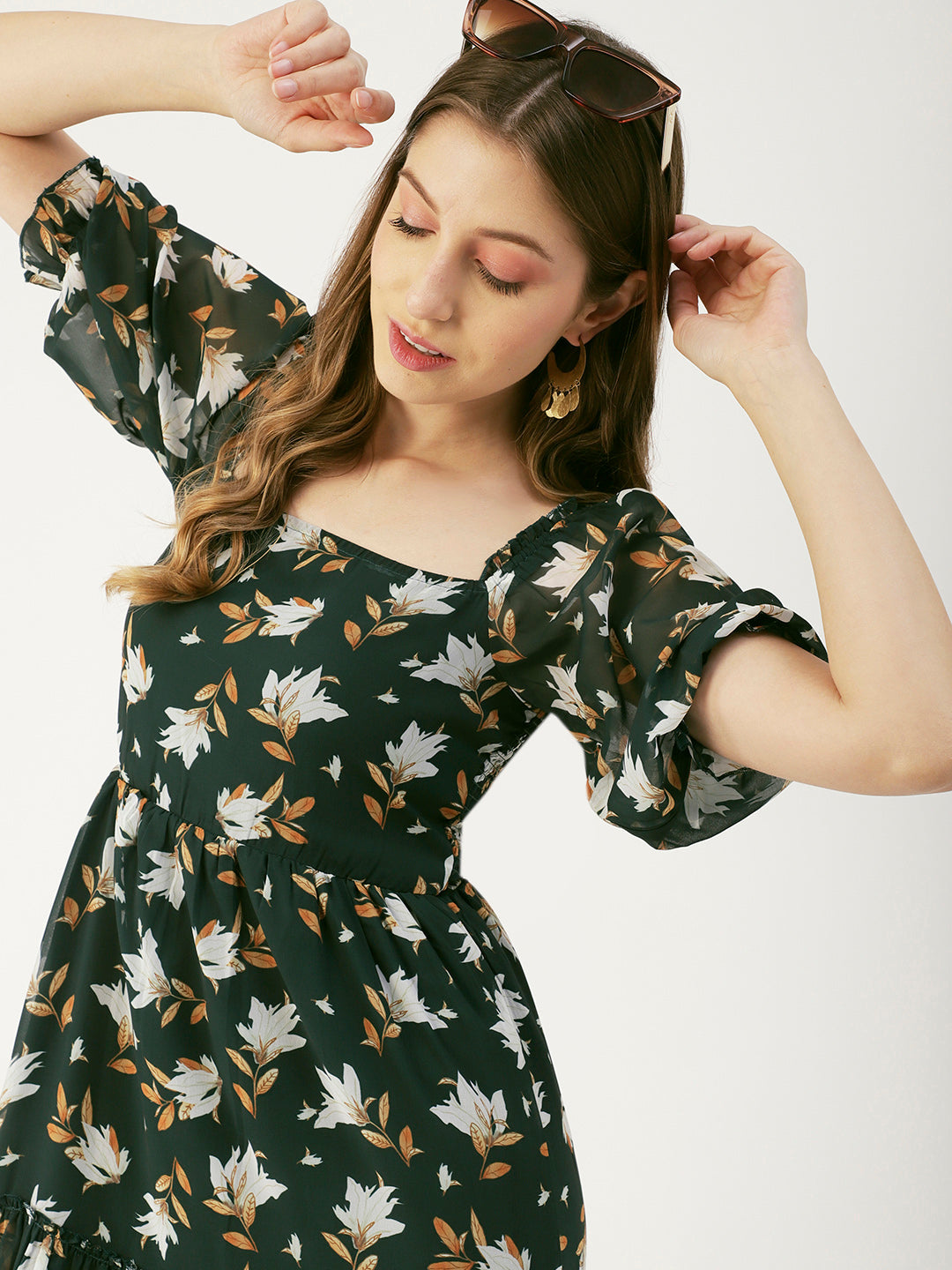 Square Neck Smocked Midi, Poly