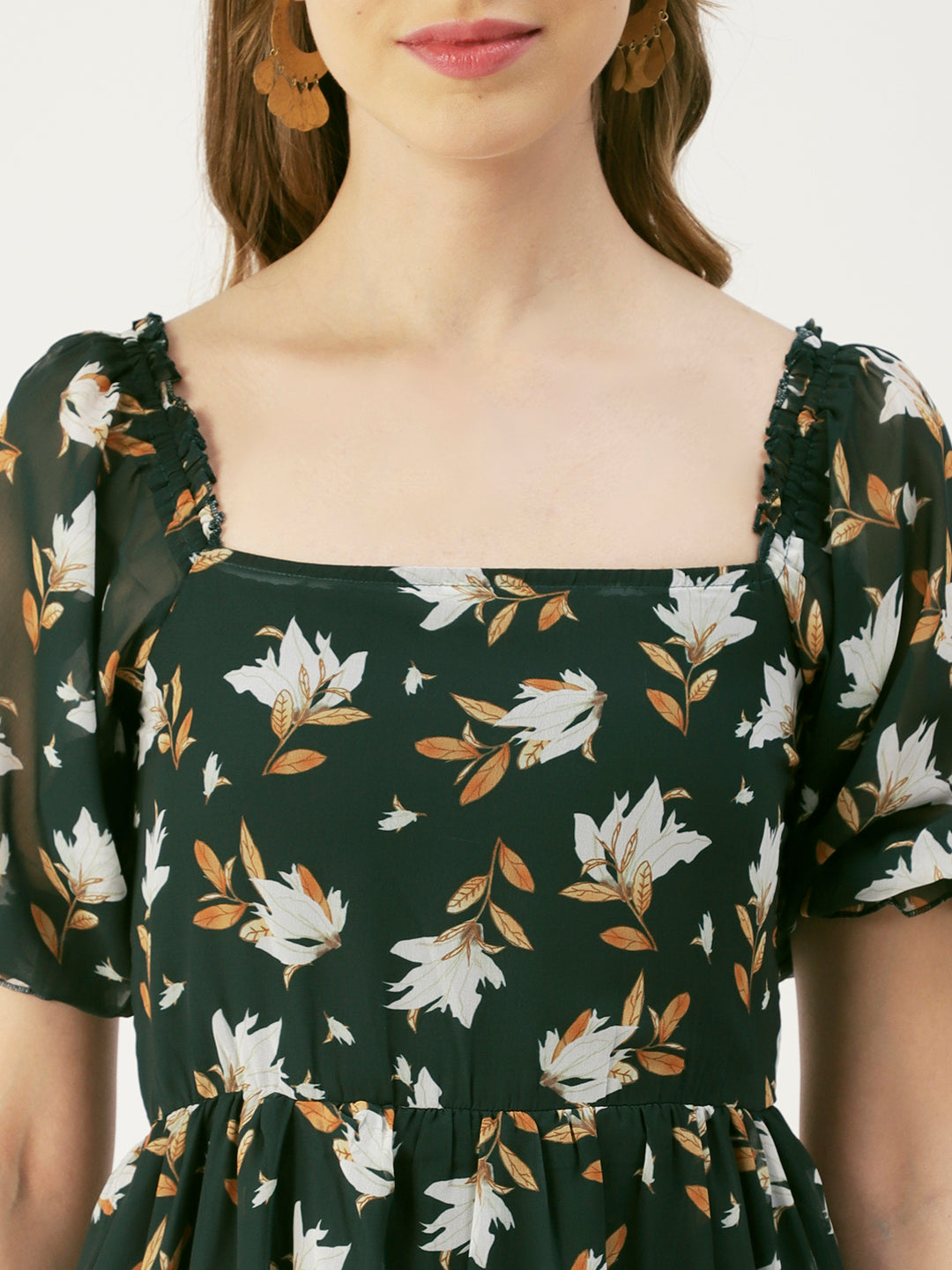 Square Neck Smocked Midi, Poly