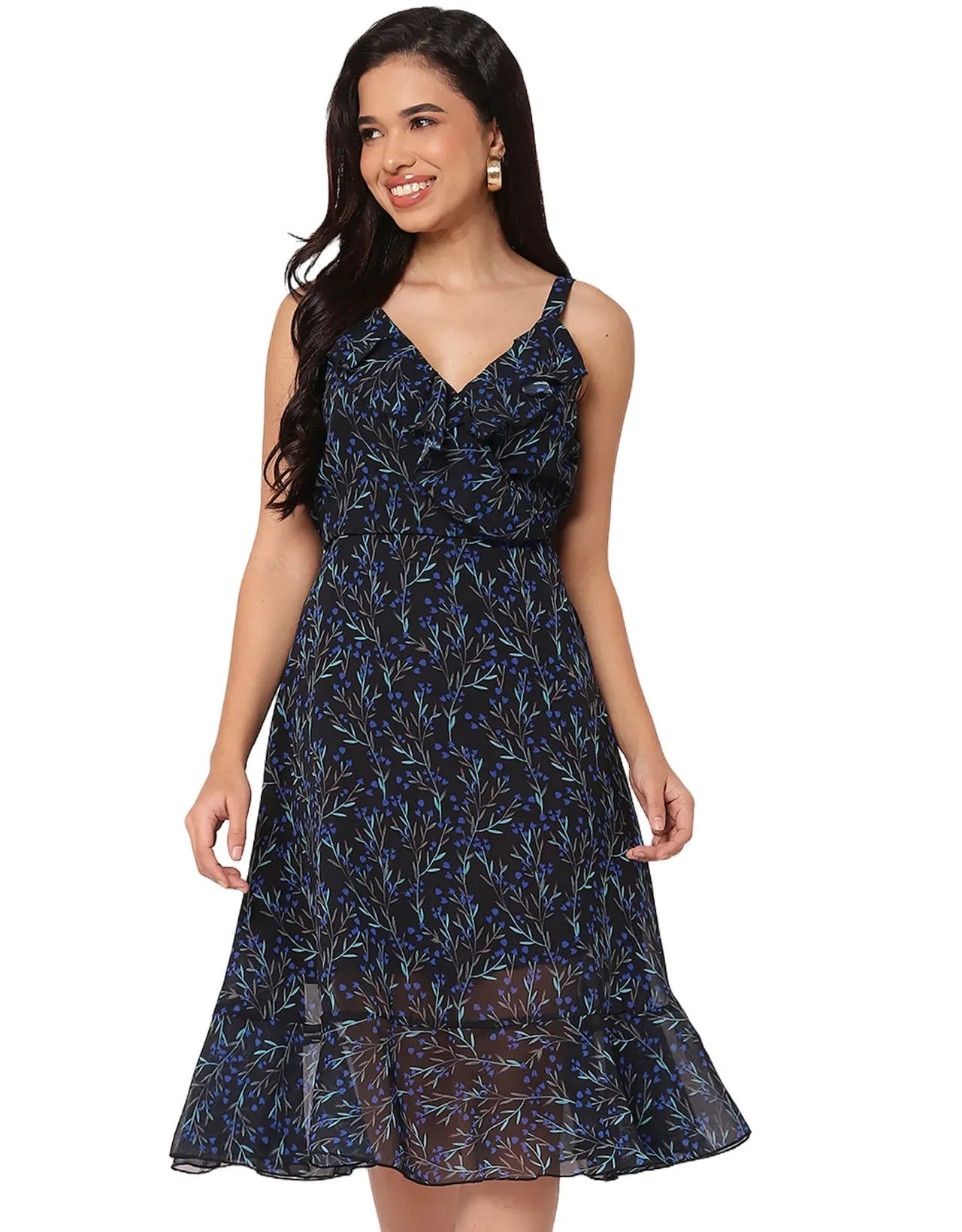 Women's Dress V Neck Sleeveless Printed Dress