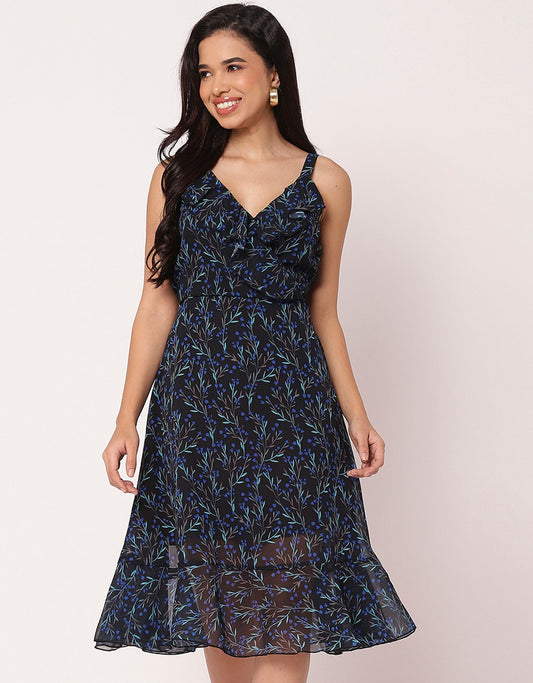 Women's Dress V Neck Sleeveless Printed Dress