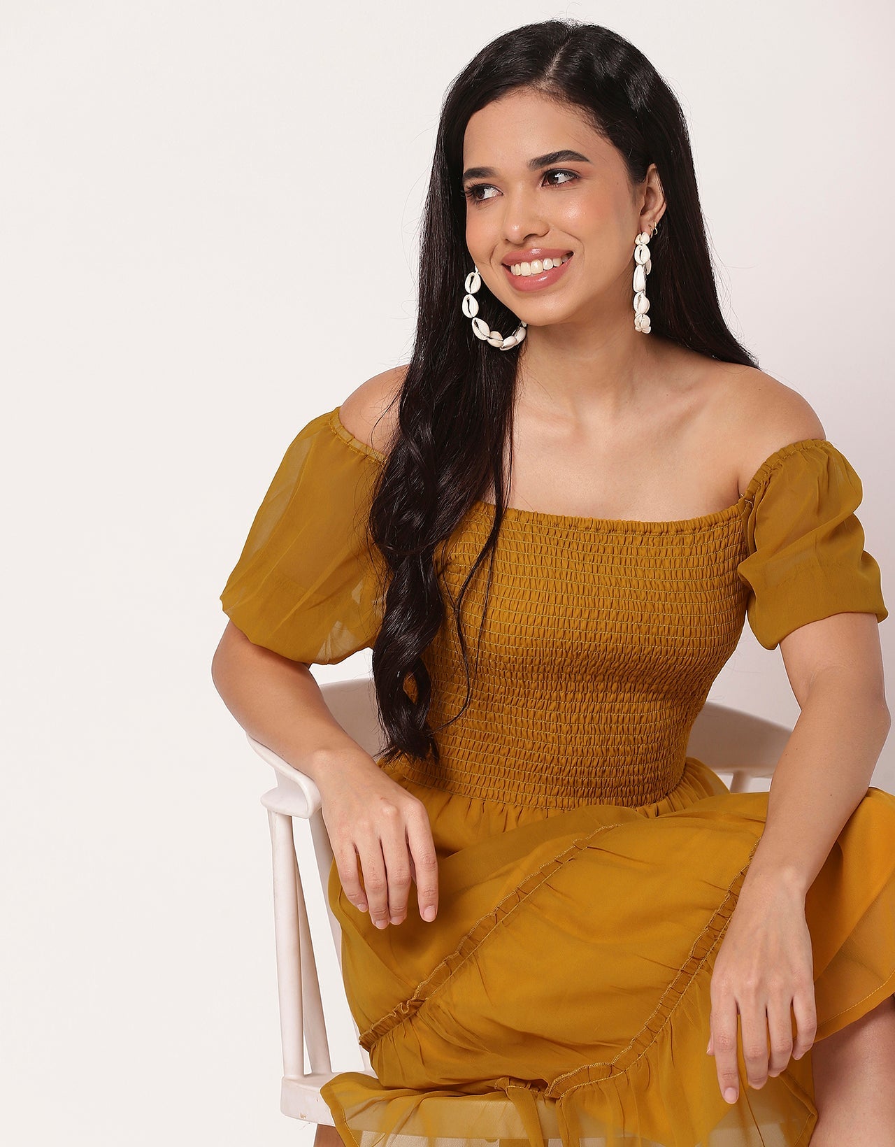 Square Neck Tiered Knee Length Flared Summer Dress