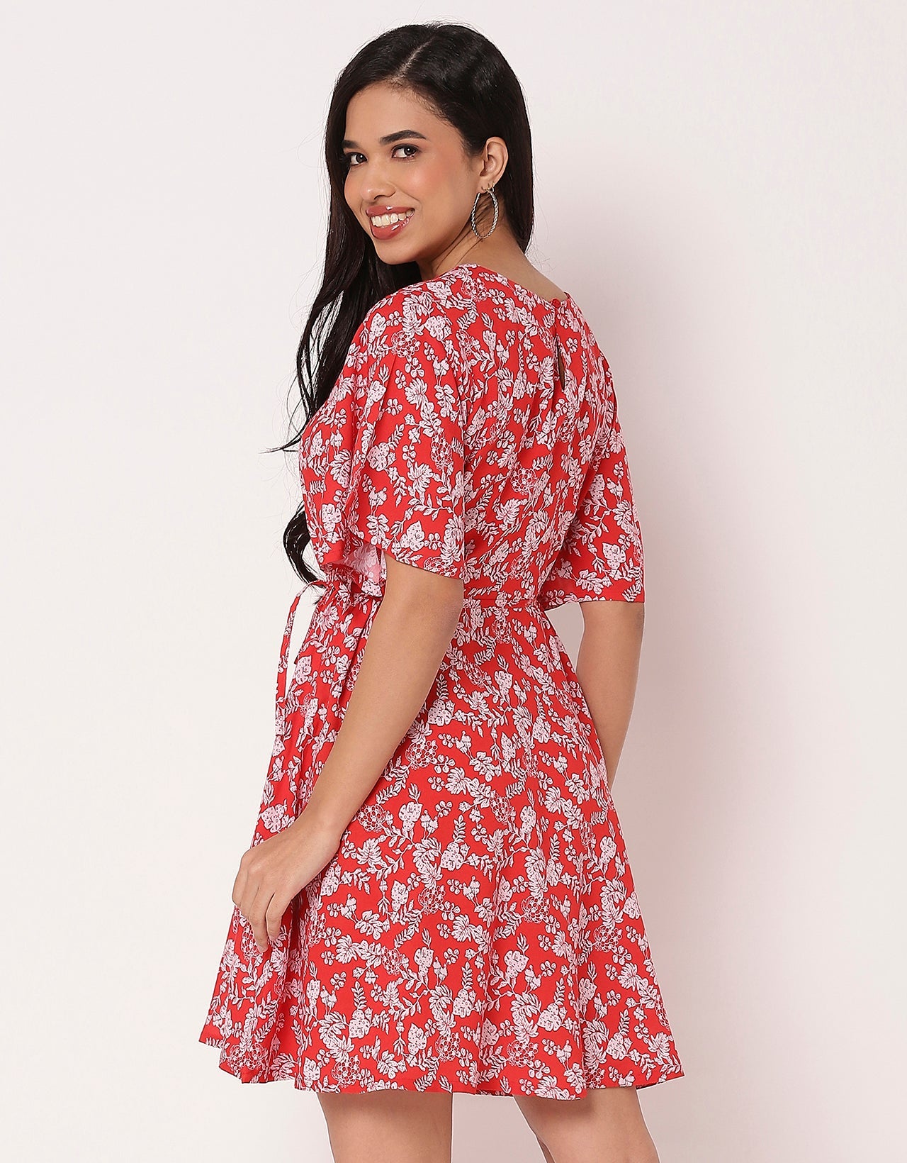 Printed Flutter Sleeves Casual Summer Dress