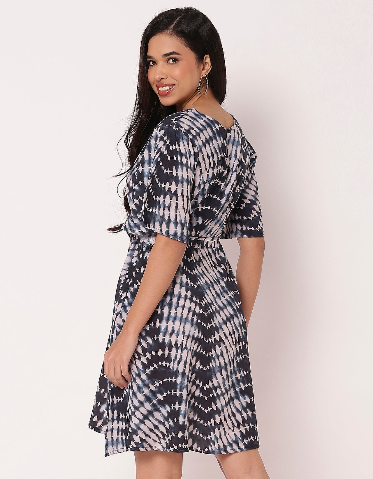 Printed Flutter Sleeves Casual Summer Dress