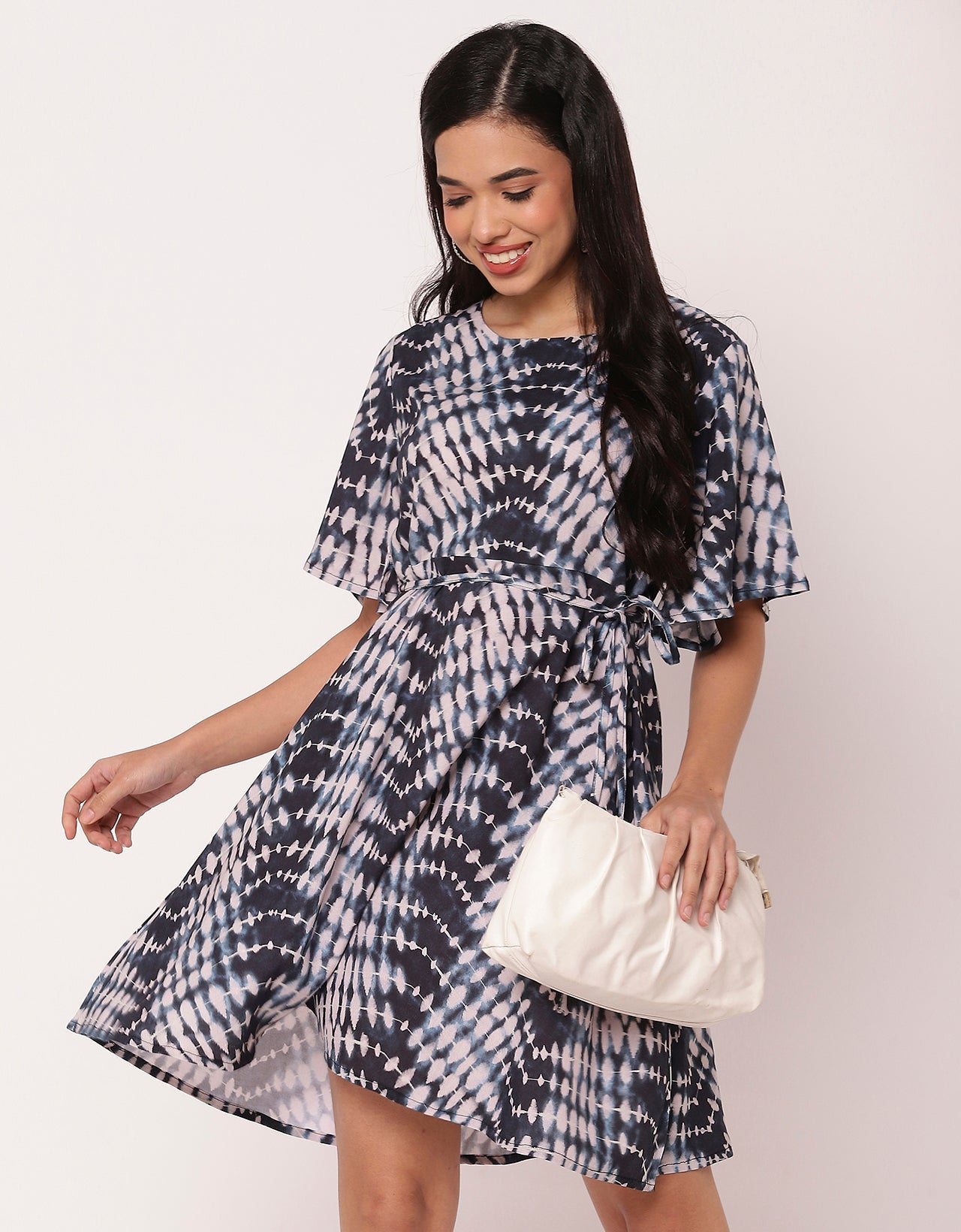 Printed Flutter Sleeves Casual Summer Dress