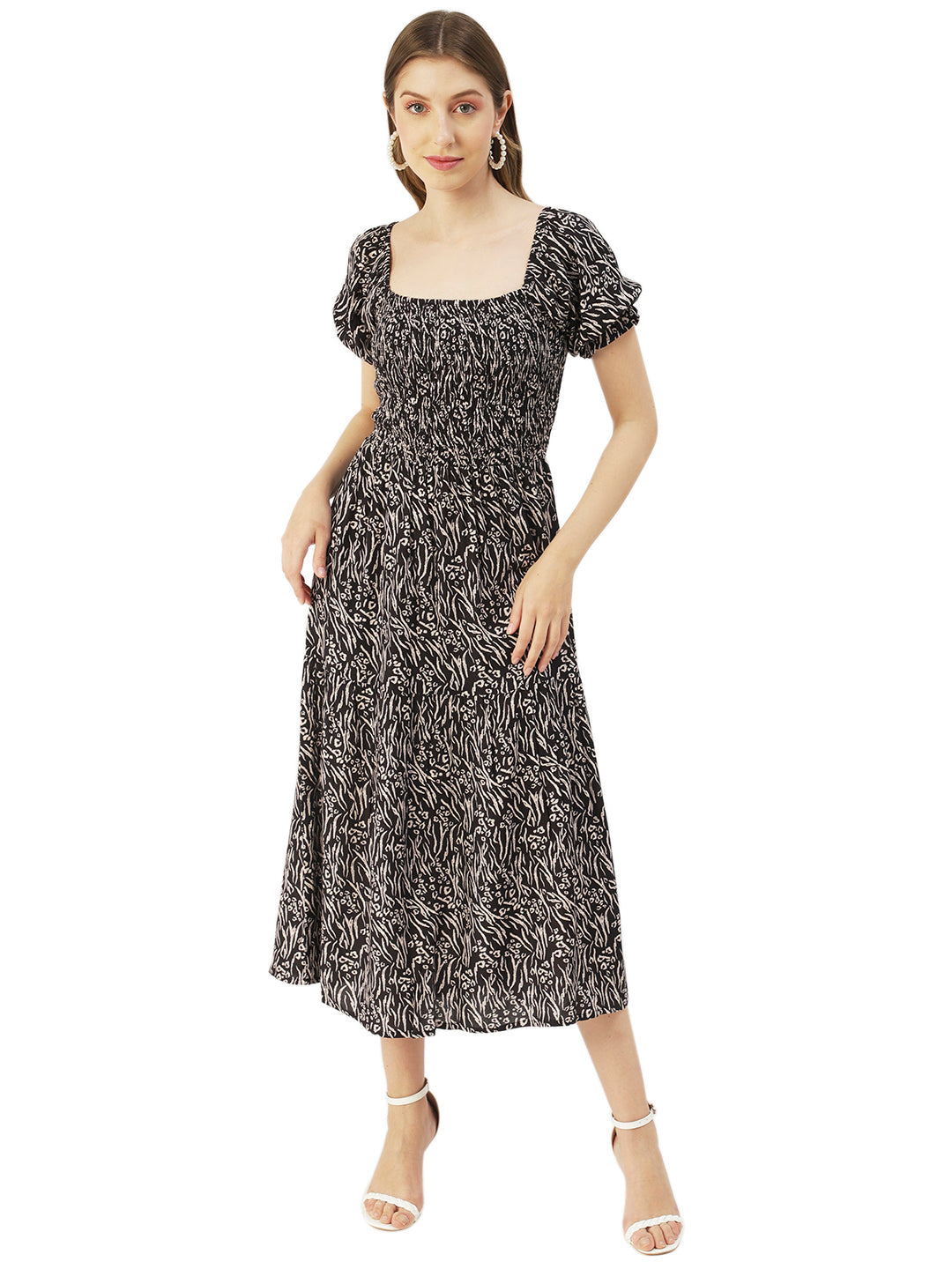 Viscose Rayon Square Neck Dress
