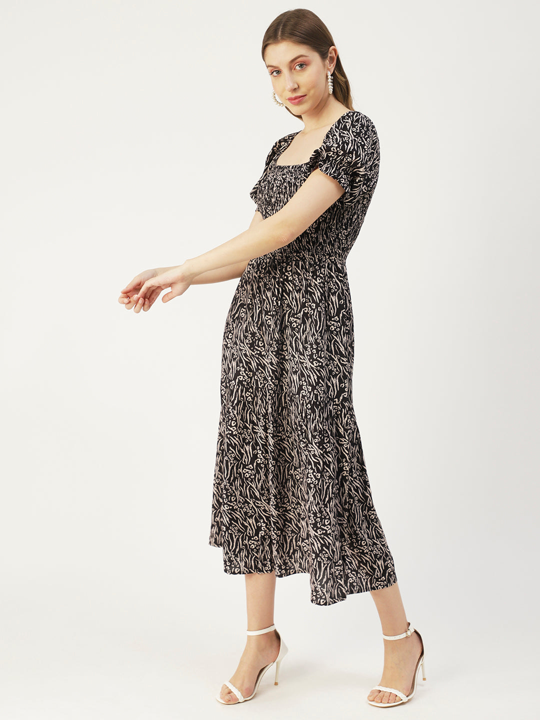 Viscose Rayon Square Neck Dress