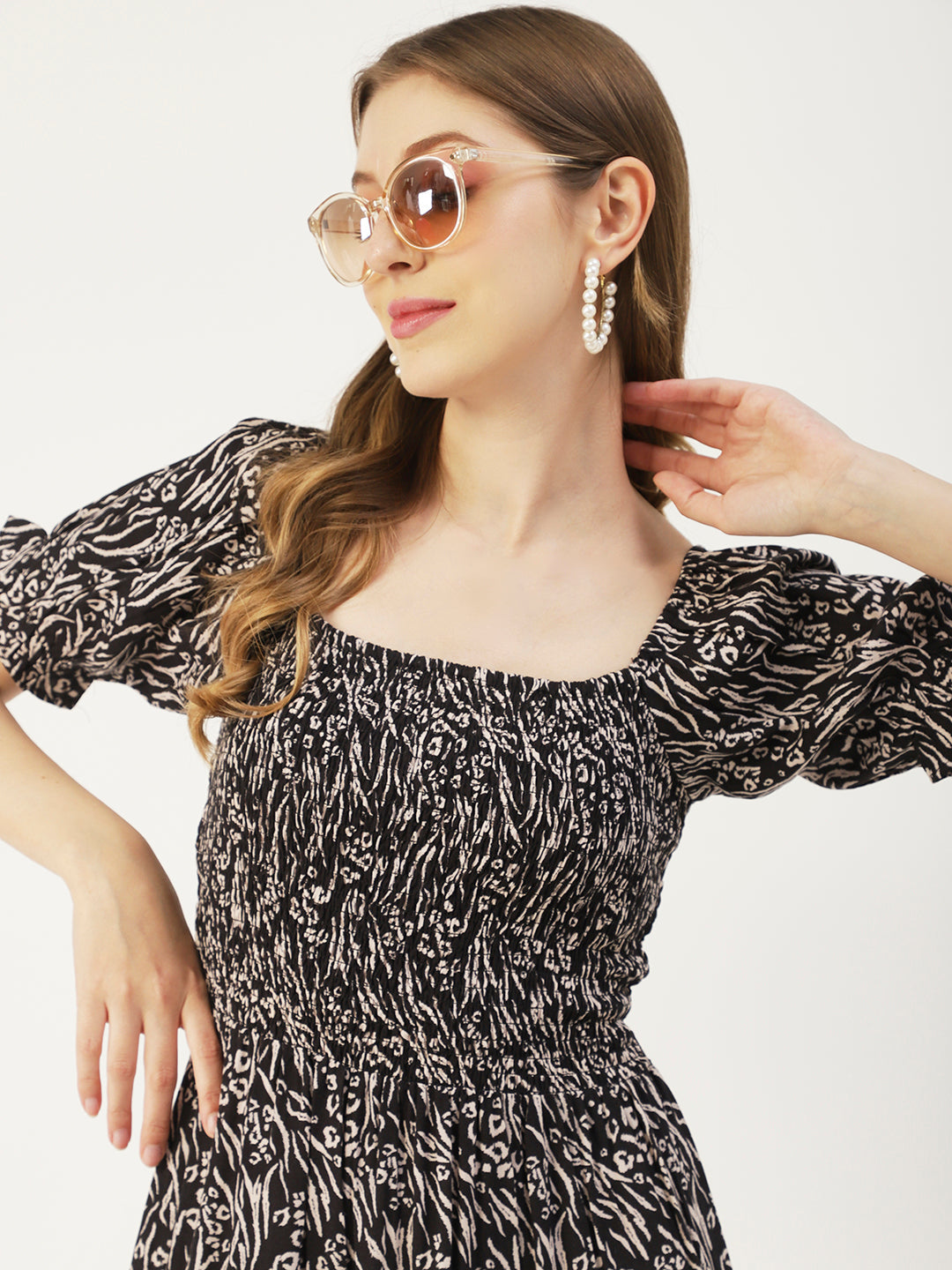 Viscose Rayon Square Neck Dress
