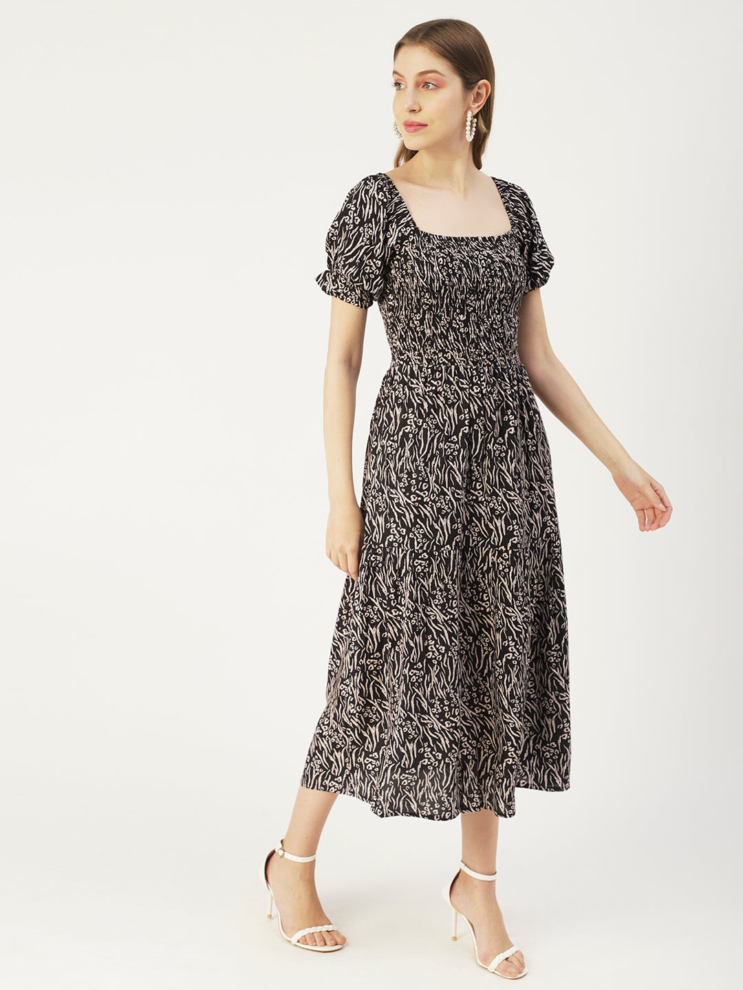 Viscose Rayon Square Neck Dress