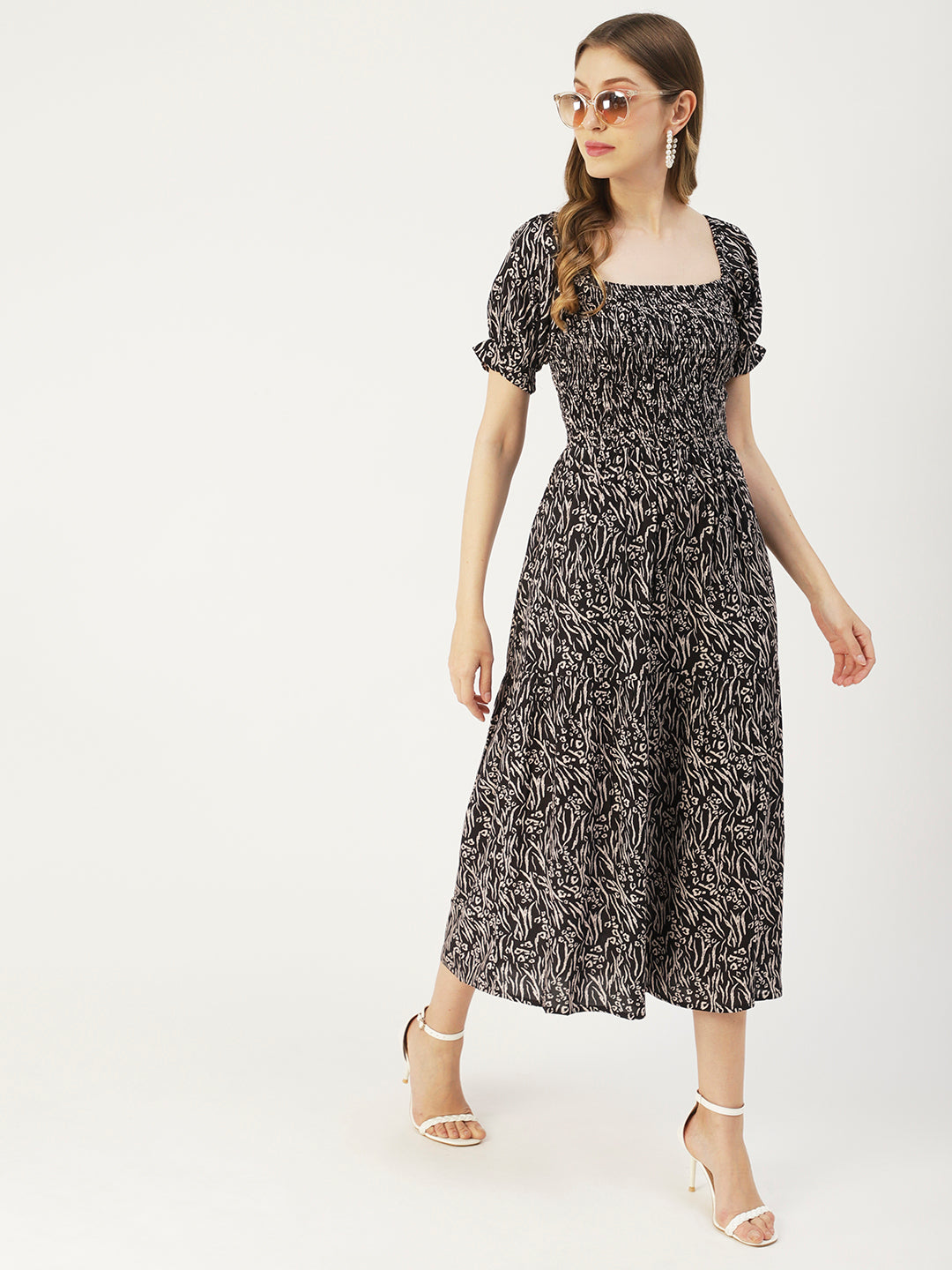Viscose Rayon Square Neck Dress