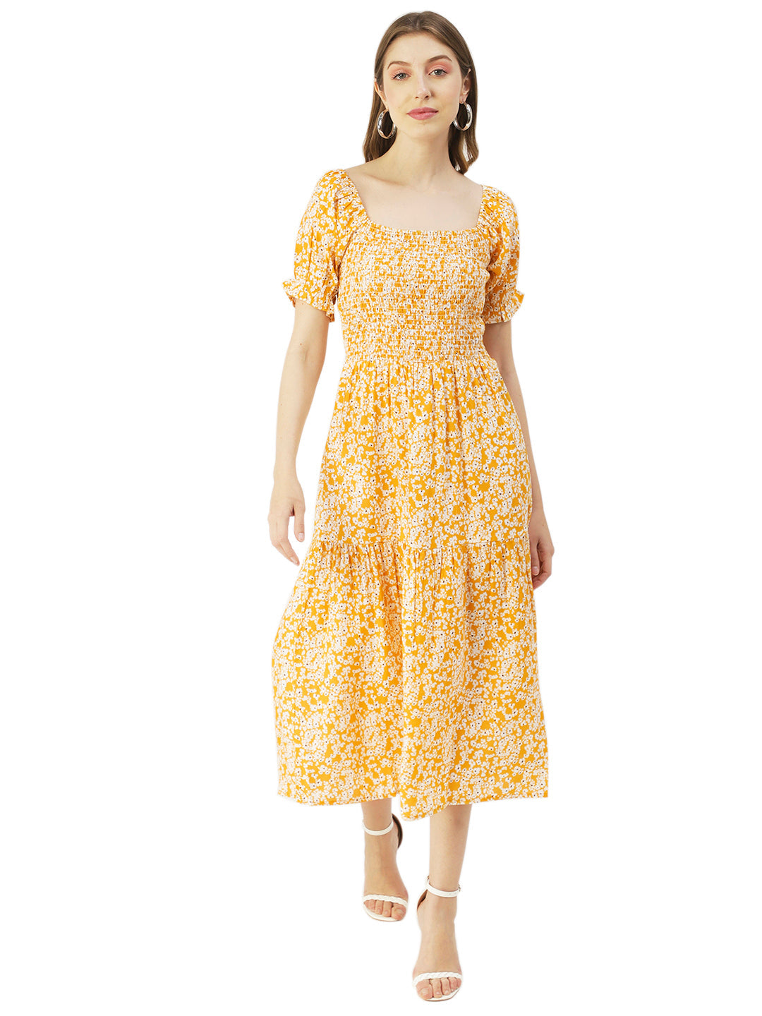 Viscose Rayon Square Neck Dress