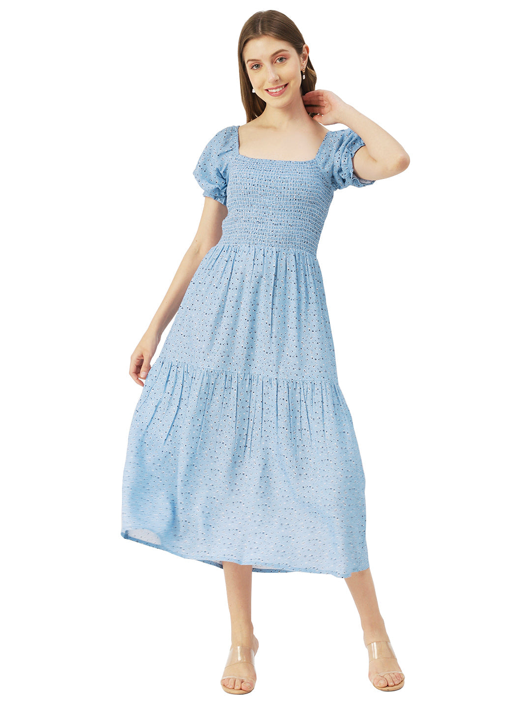 Viscose Rayon Square Neck Dress