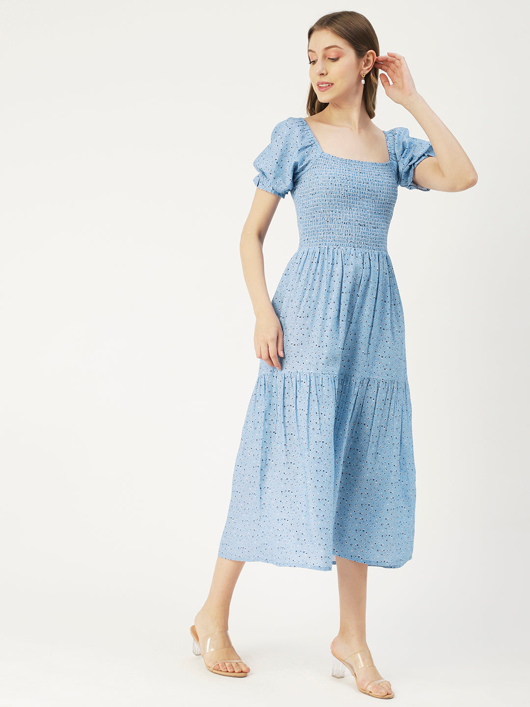 Viscose Rayon Square Neck Dress