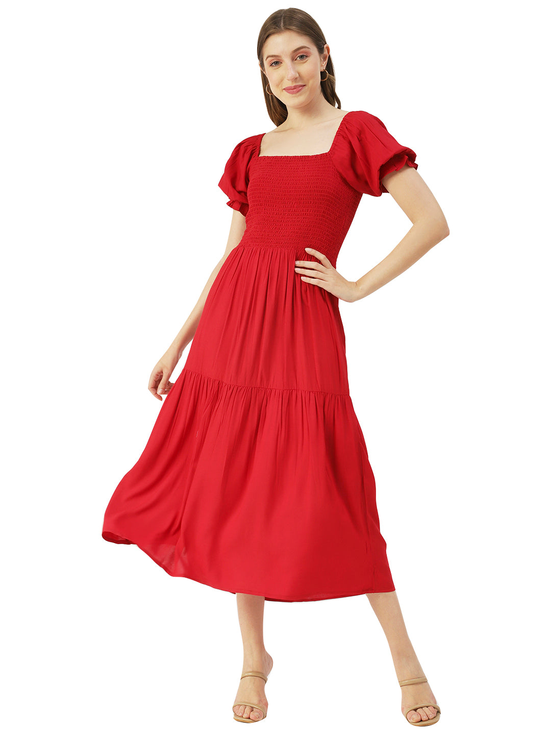 Viscose Rayon Square Neck Dress
