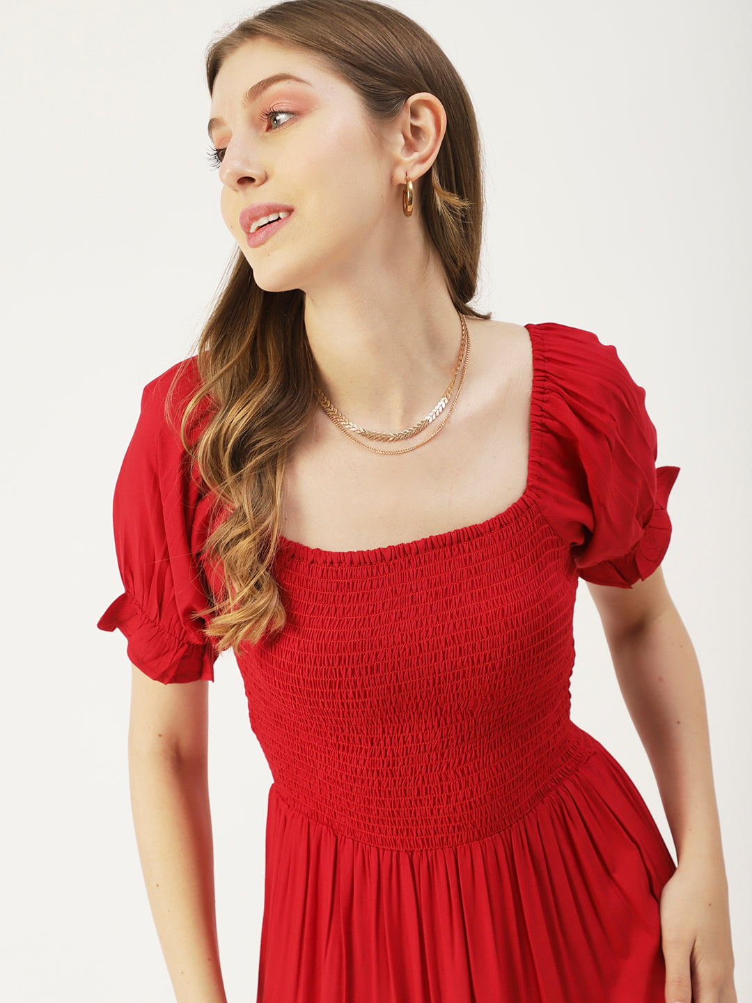 Viscose Rayon Square Neck Dress