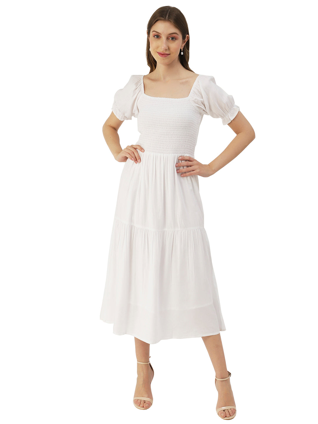 Viscose Rayon Square Neck Dress