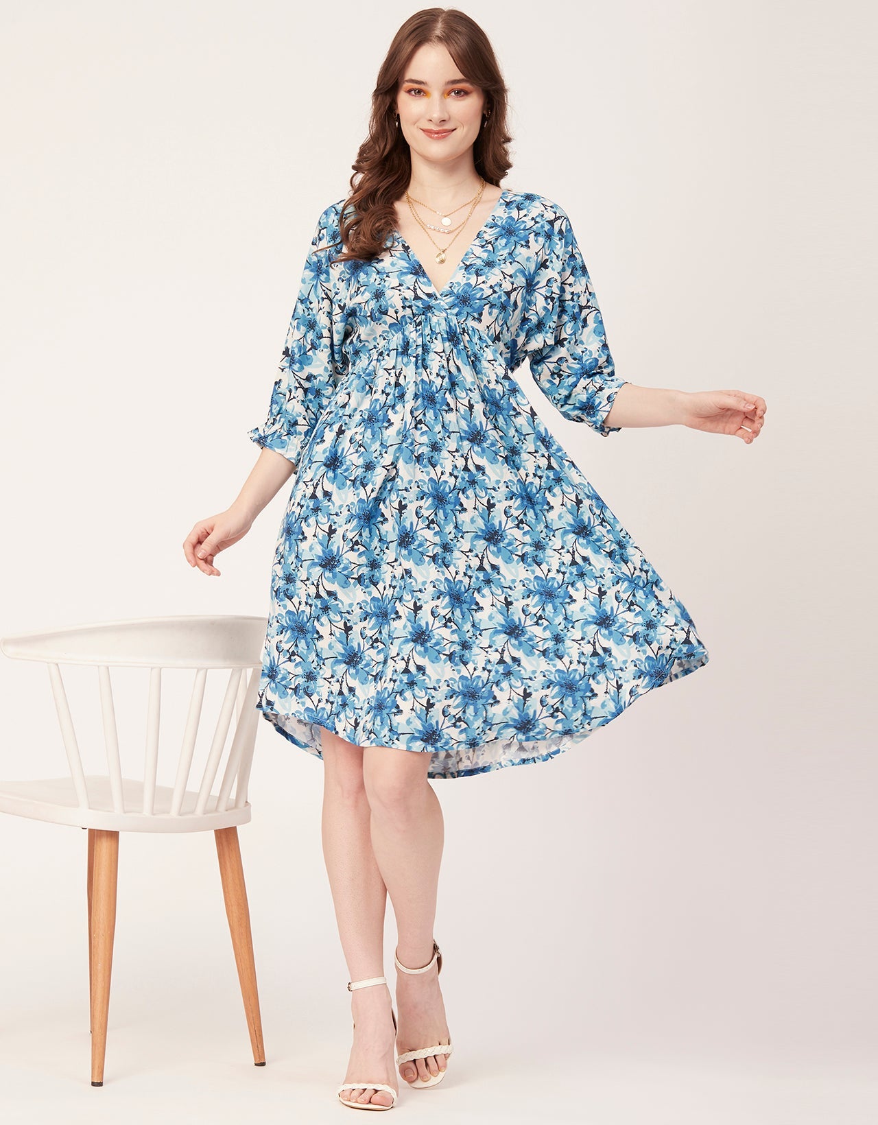 Quarter Sleeves Short Dress
