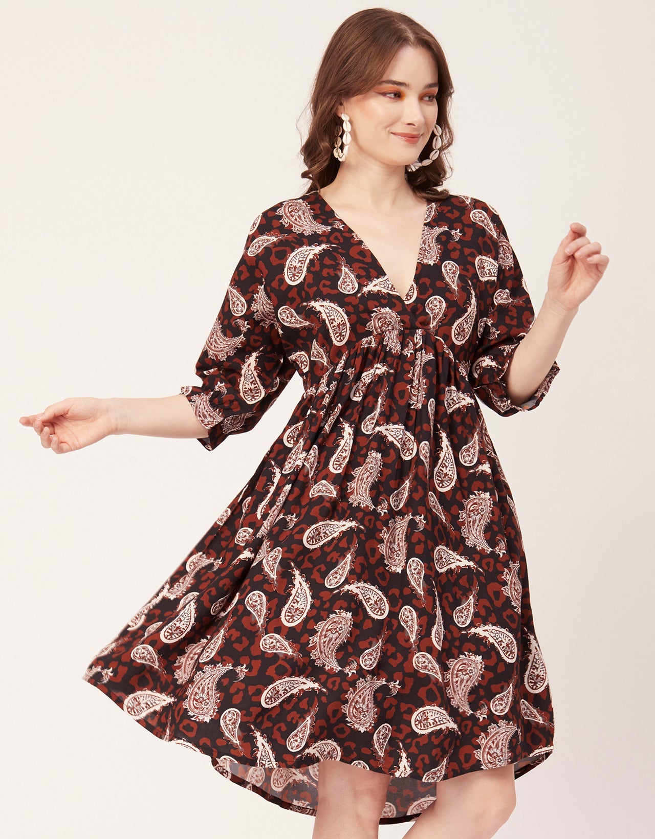 Quarter Sleeves Short Dress