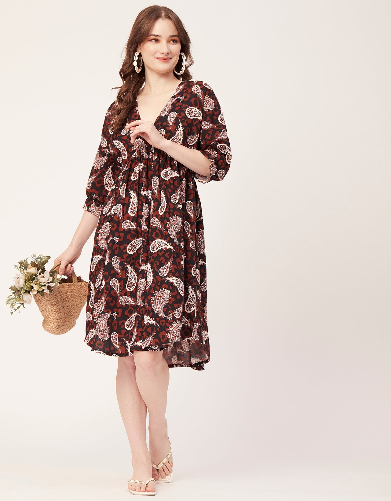 Quarter Sleeves Short Dress