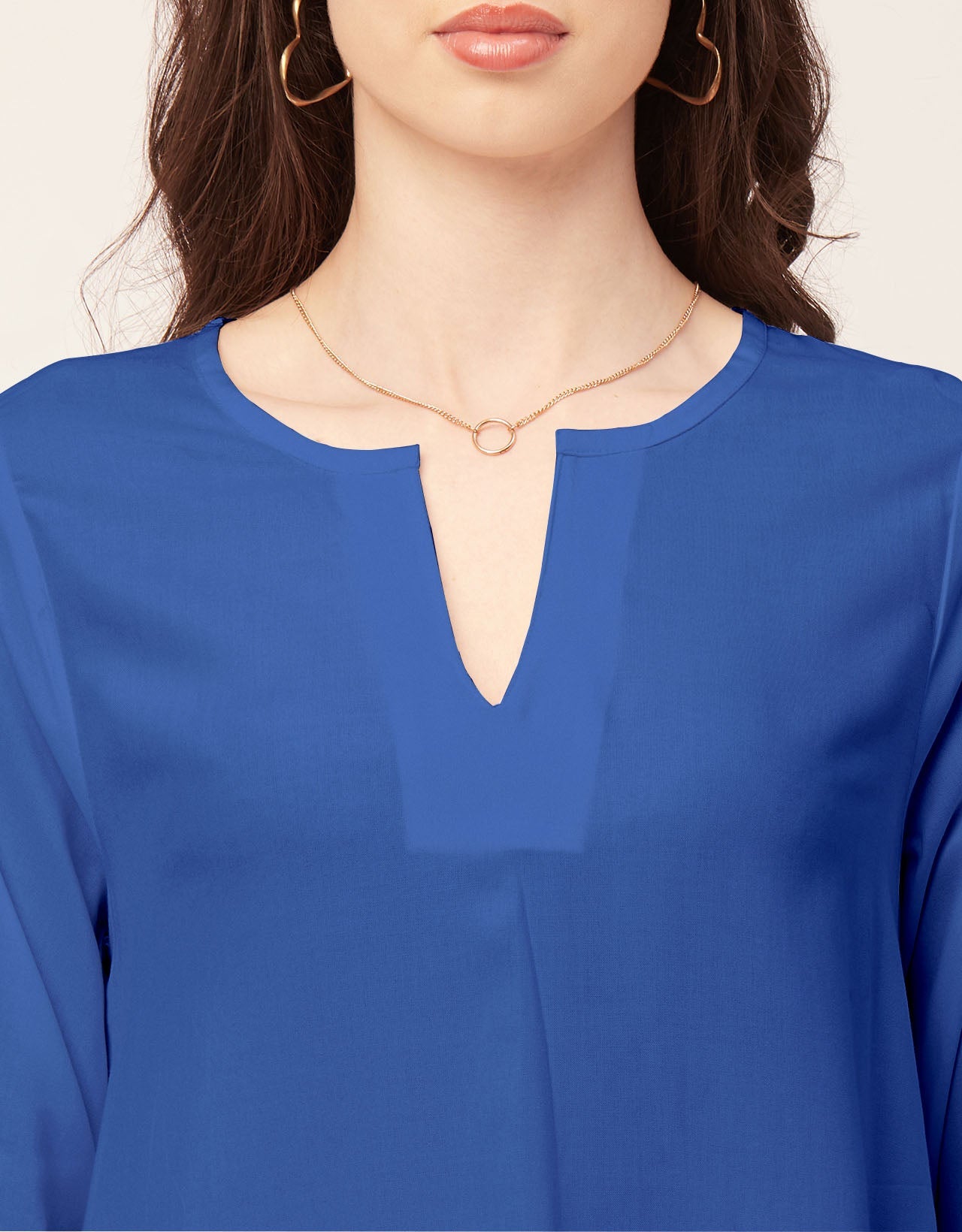 Solid Flared V Neck Dress