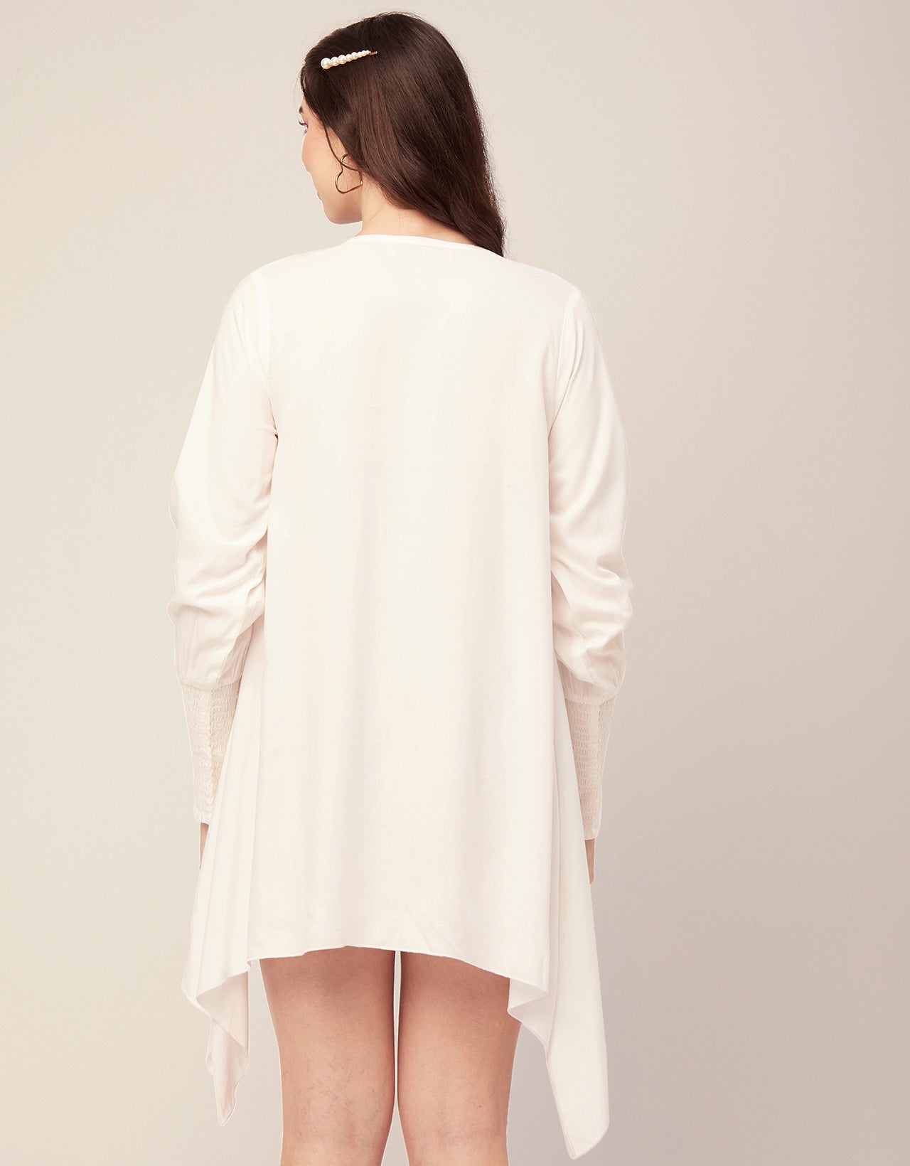 Solid Flared V Neck Dress