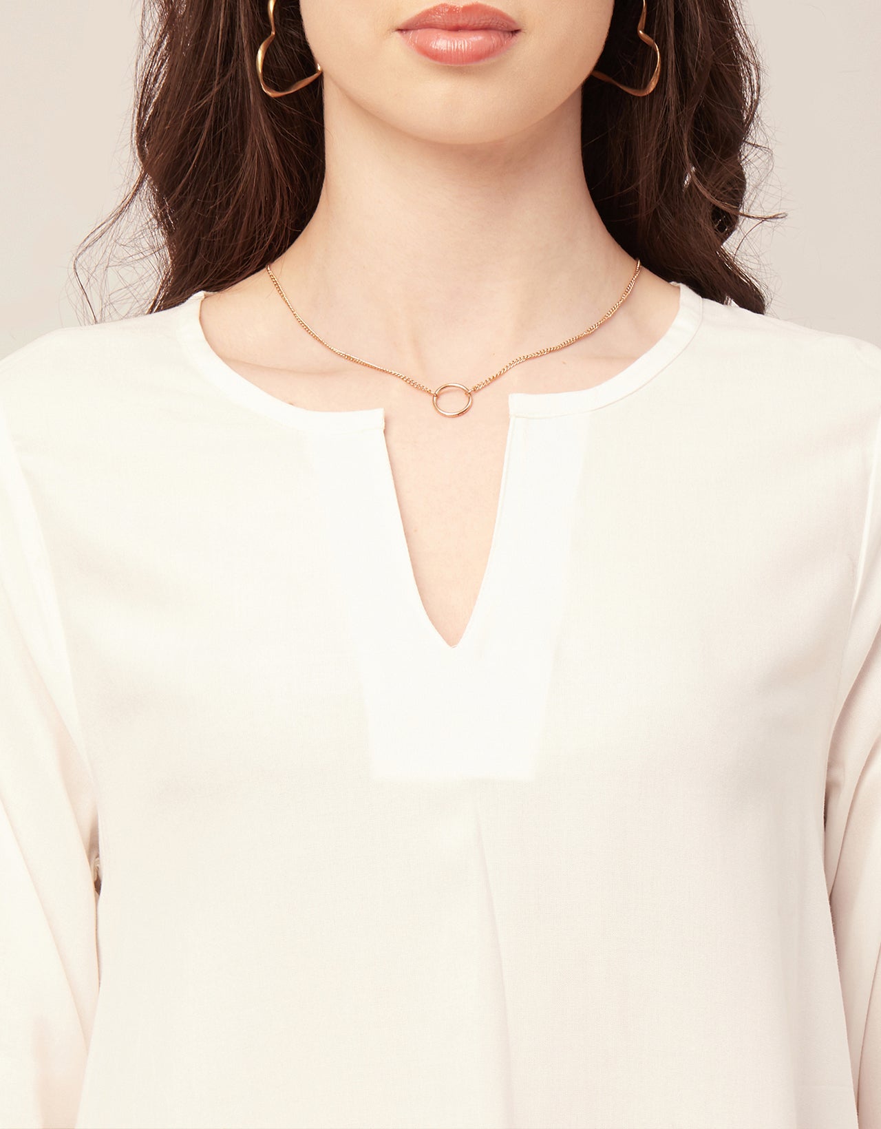 Solid Flared V Neck Dress