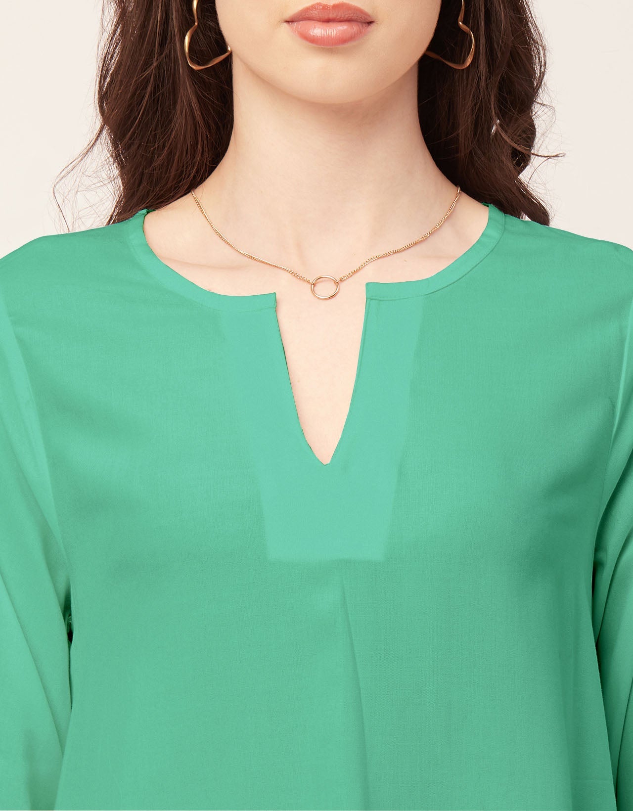Solid Flared V Neck Dress
