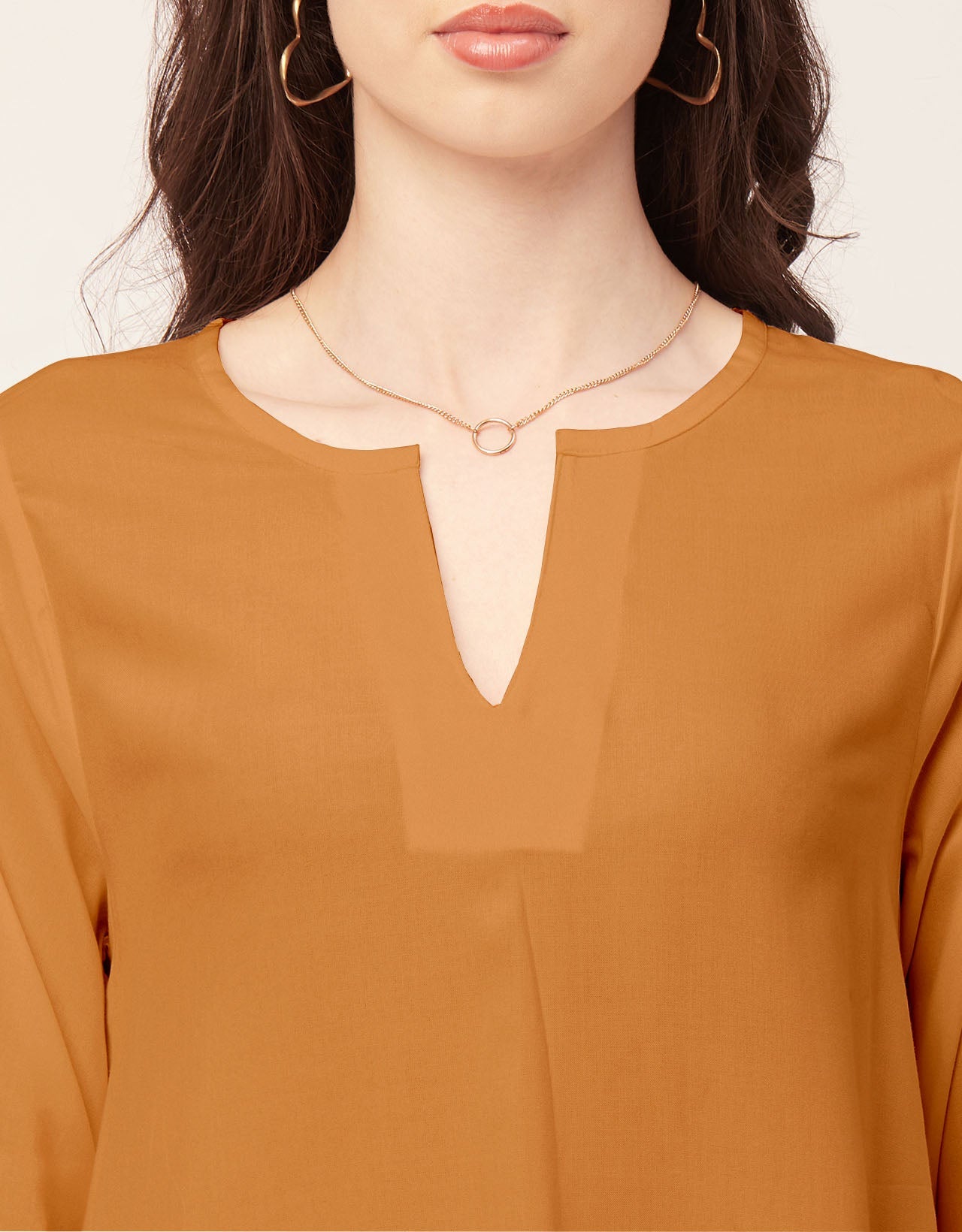 Solid Flared V Neck Dress